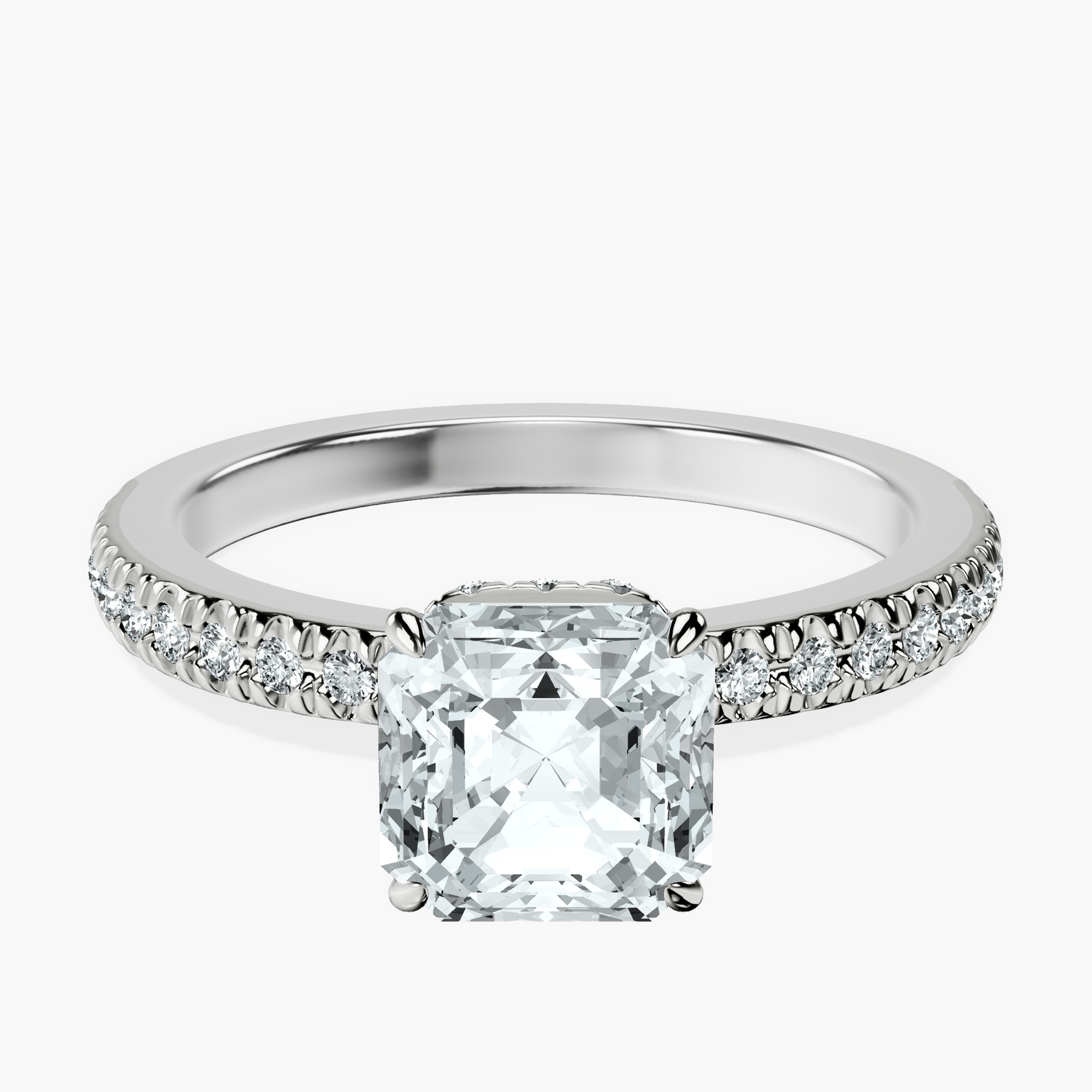 Platinum Kourtney Kardashian Secret Double Halo Eternity Lab Diamond Ring front image
