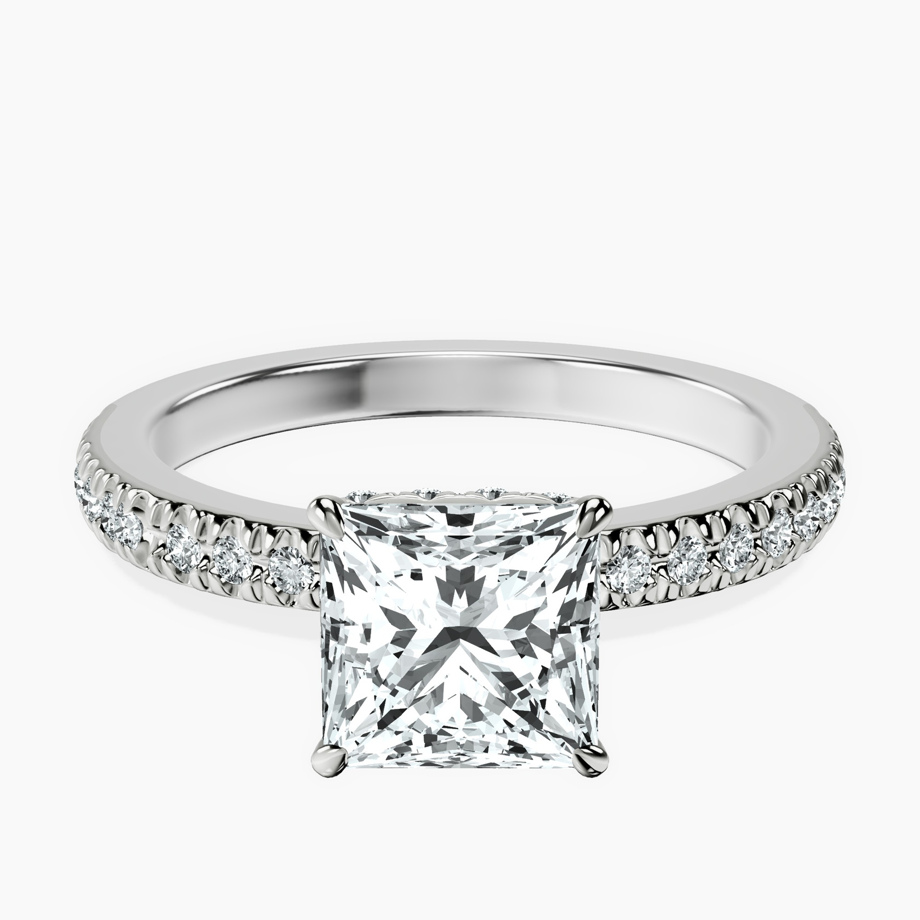 Platinum Kourtney Kardashian Secret Double Halo Eternity Lab Diamond Ring front image
