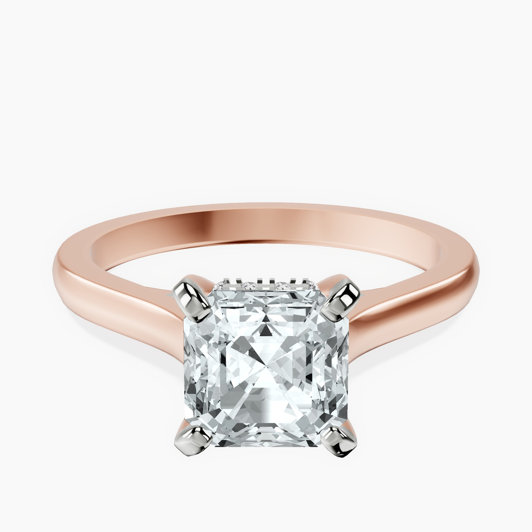 18kt Rose Gold Demi Lovato Hidden Accents Solitaire Lab Diamond Ring front image