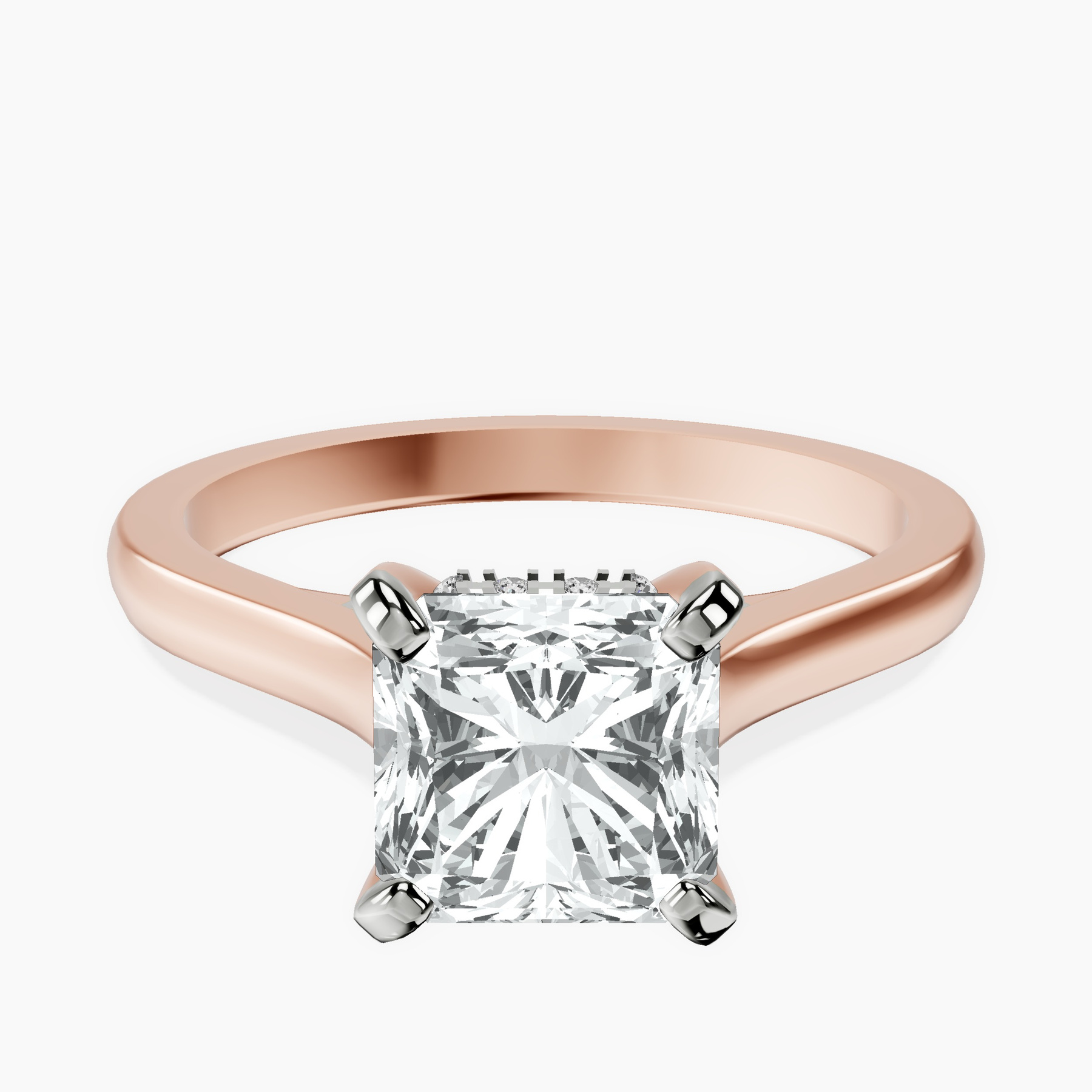 18kt Rose Gold Demi Lovato Hidden Accents Solitaire Lab Diamond Ring front image