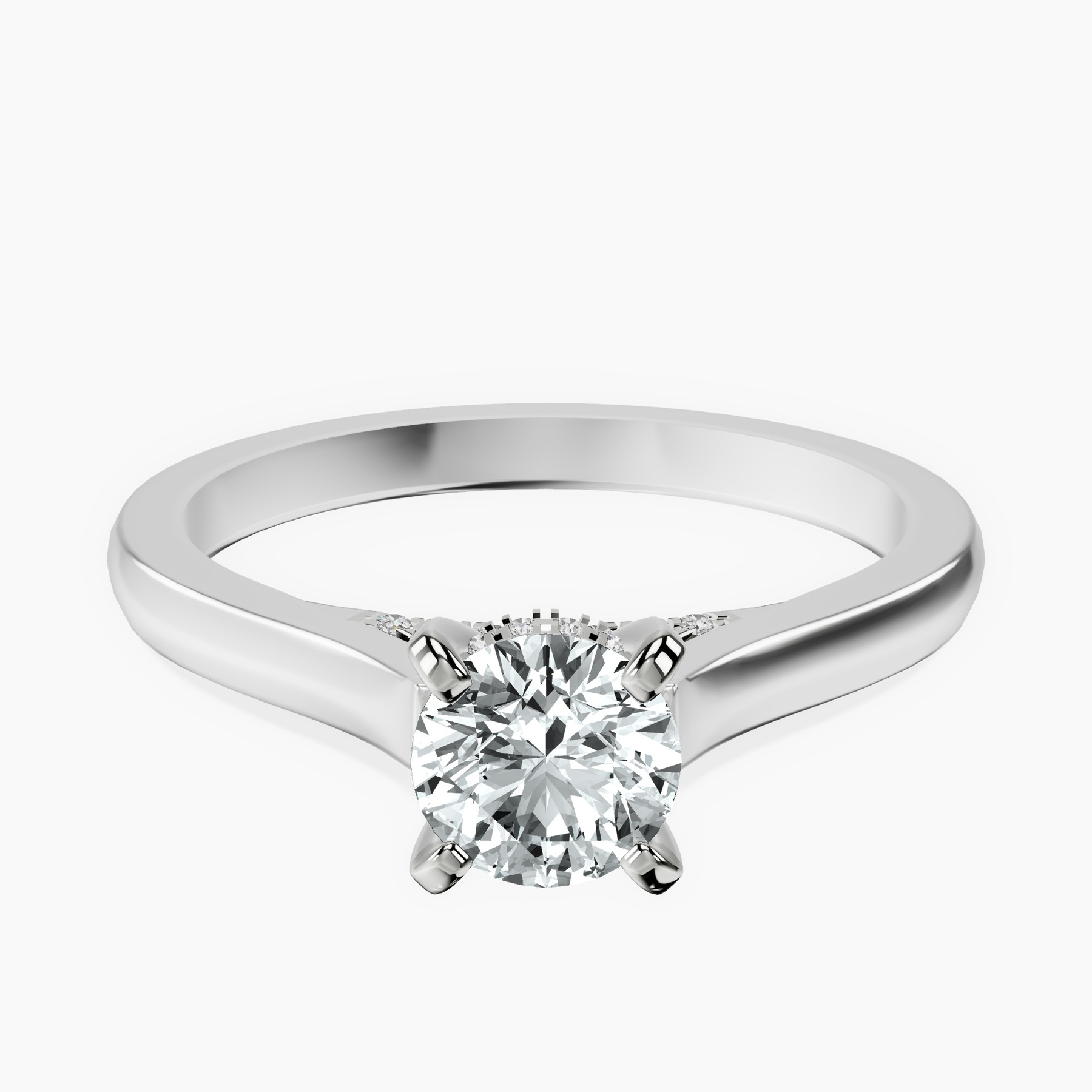 14kt White Gold Elsa Hidden Accents Solitaire Lab Diamond Ring front image