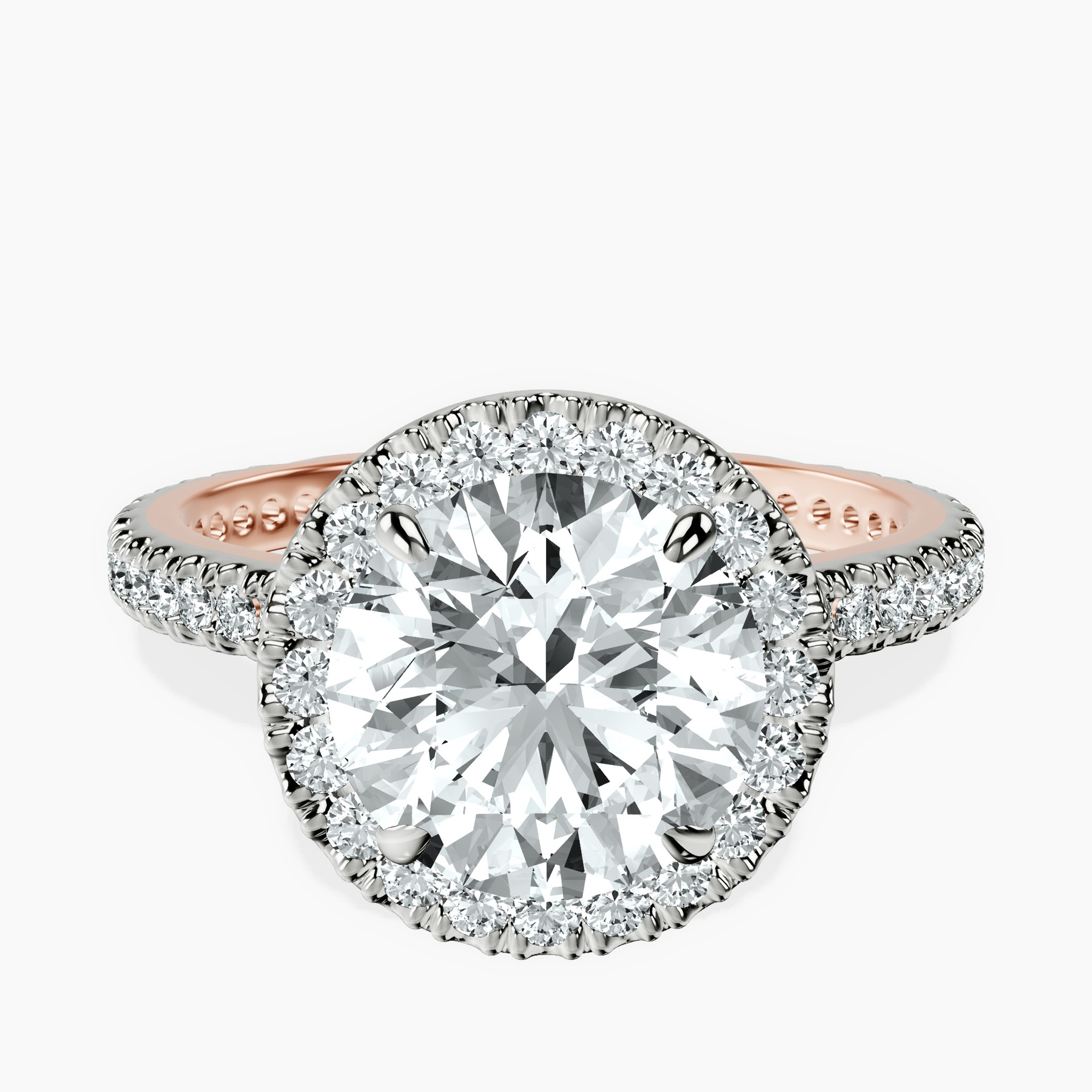 2.82 ct. round Klarissa Halo Eternity Ring in 18kt rose gold rtr top