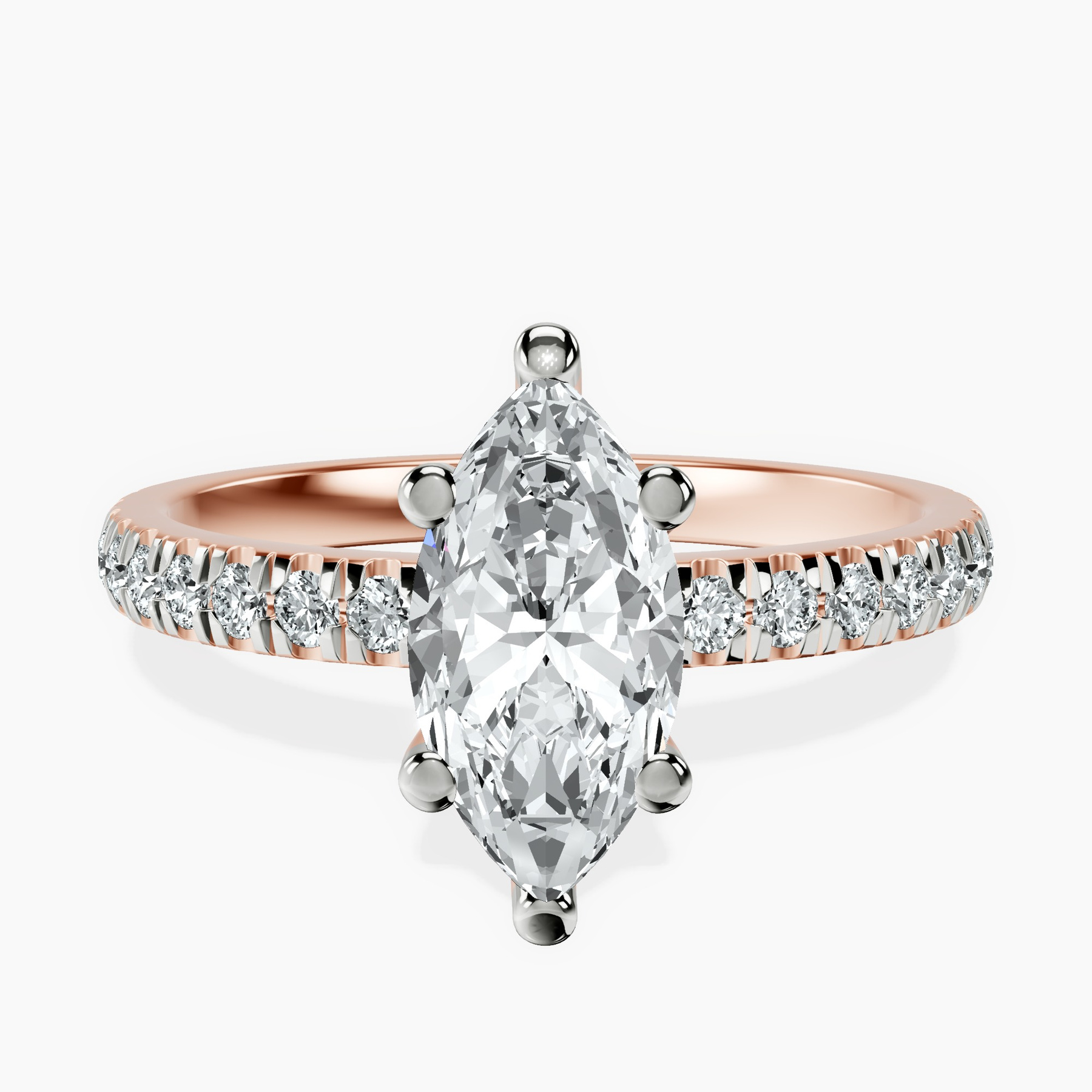 1.39 ct. marquise Venetia Half Eternity Ring in 10kt rose gold rtr top