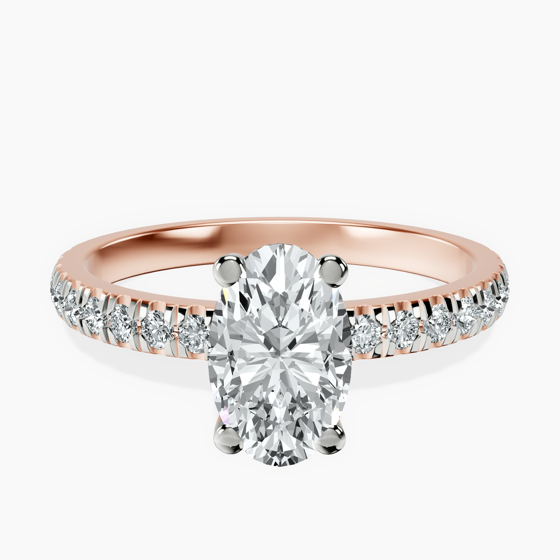 1.15 ct. oval Venetia Half Eternity Ring in 10kt rose gold rtr top