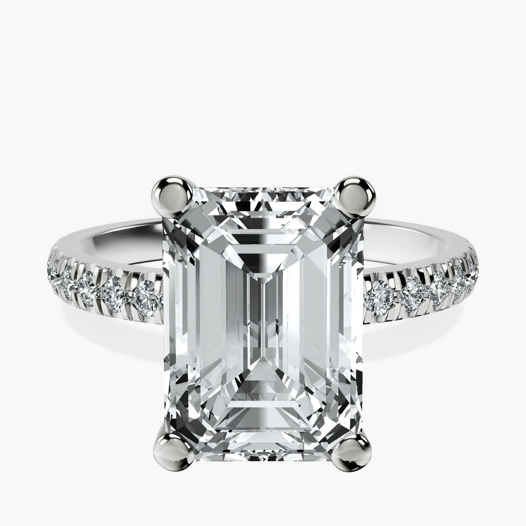 5.45 ct. emerald Venetia Half Eternity Ring in 9Ct white gold rtr top