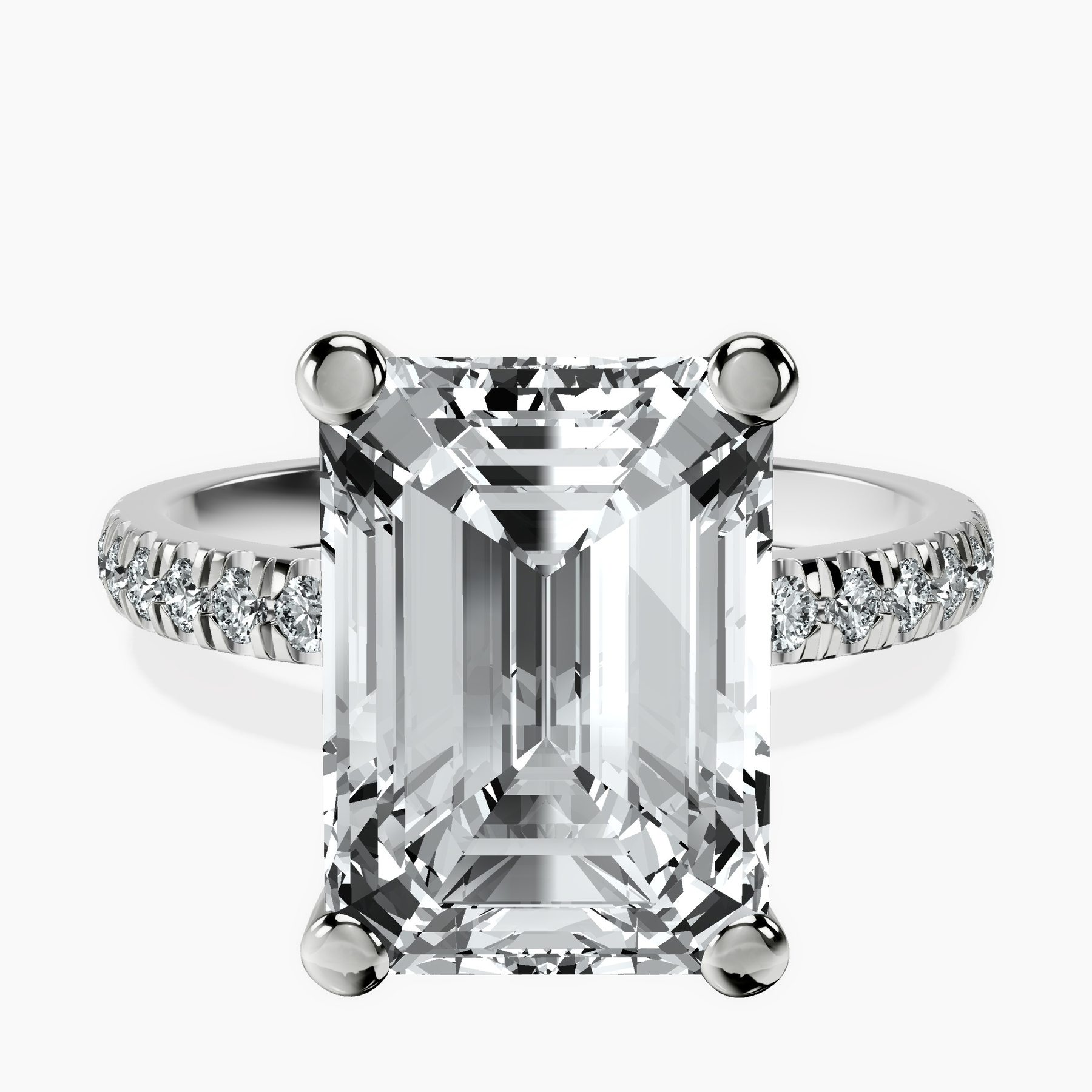 10.57 ct. emerald Venetia Half Eternity Ring in 14Ct white gold rtr top