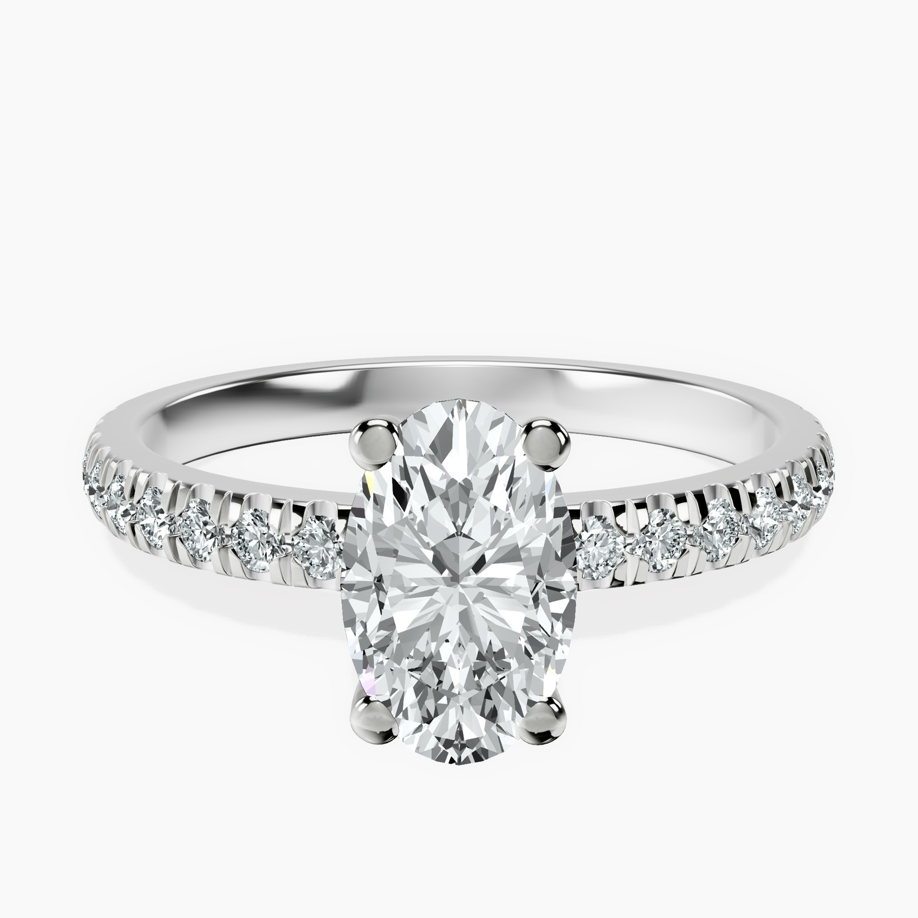 1.52 ct. oval Venetia Half Eternity Ring in platinum rtr top