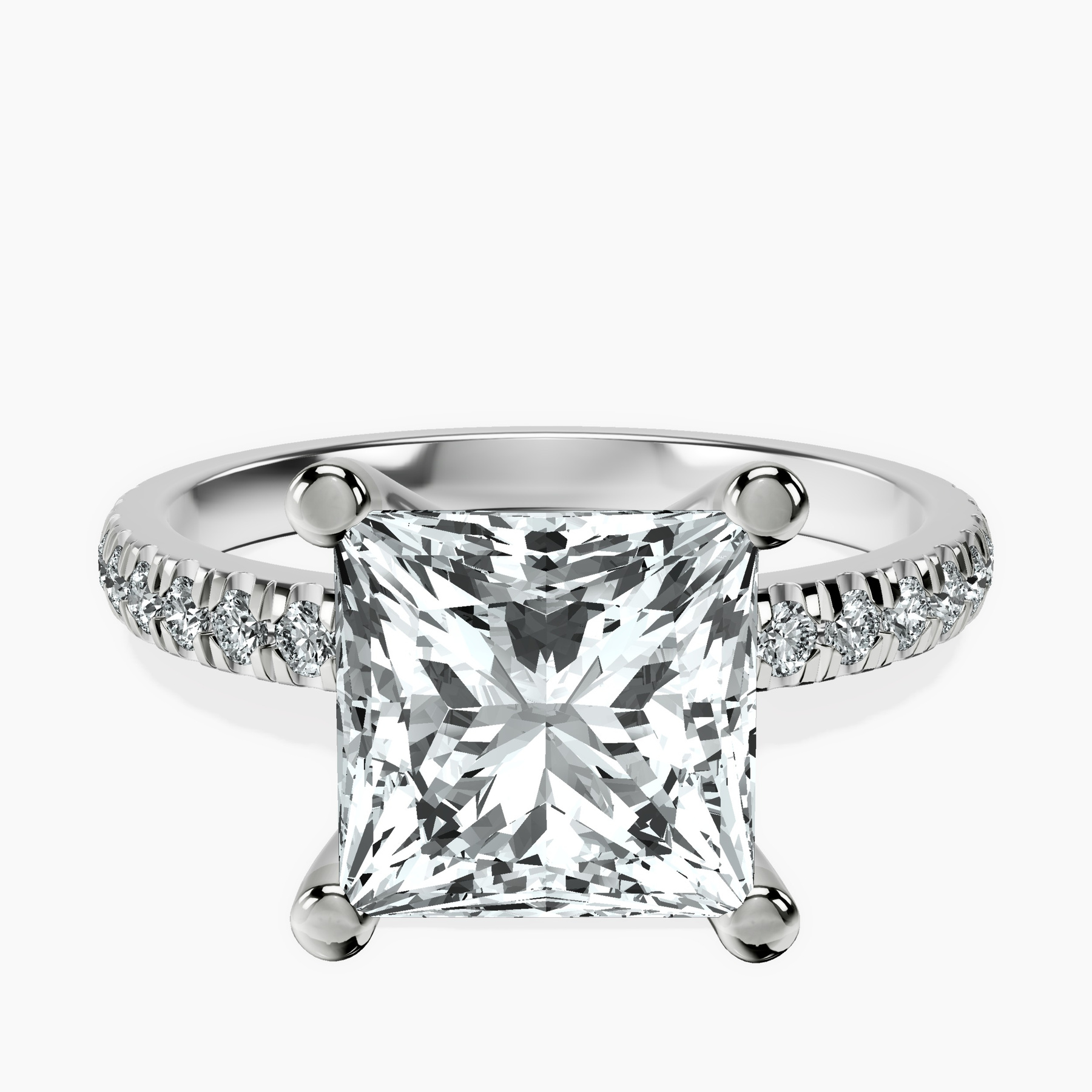 4.94 ct. princess Venetia Half Eternity Ring in 14kt white gold rtr top