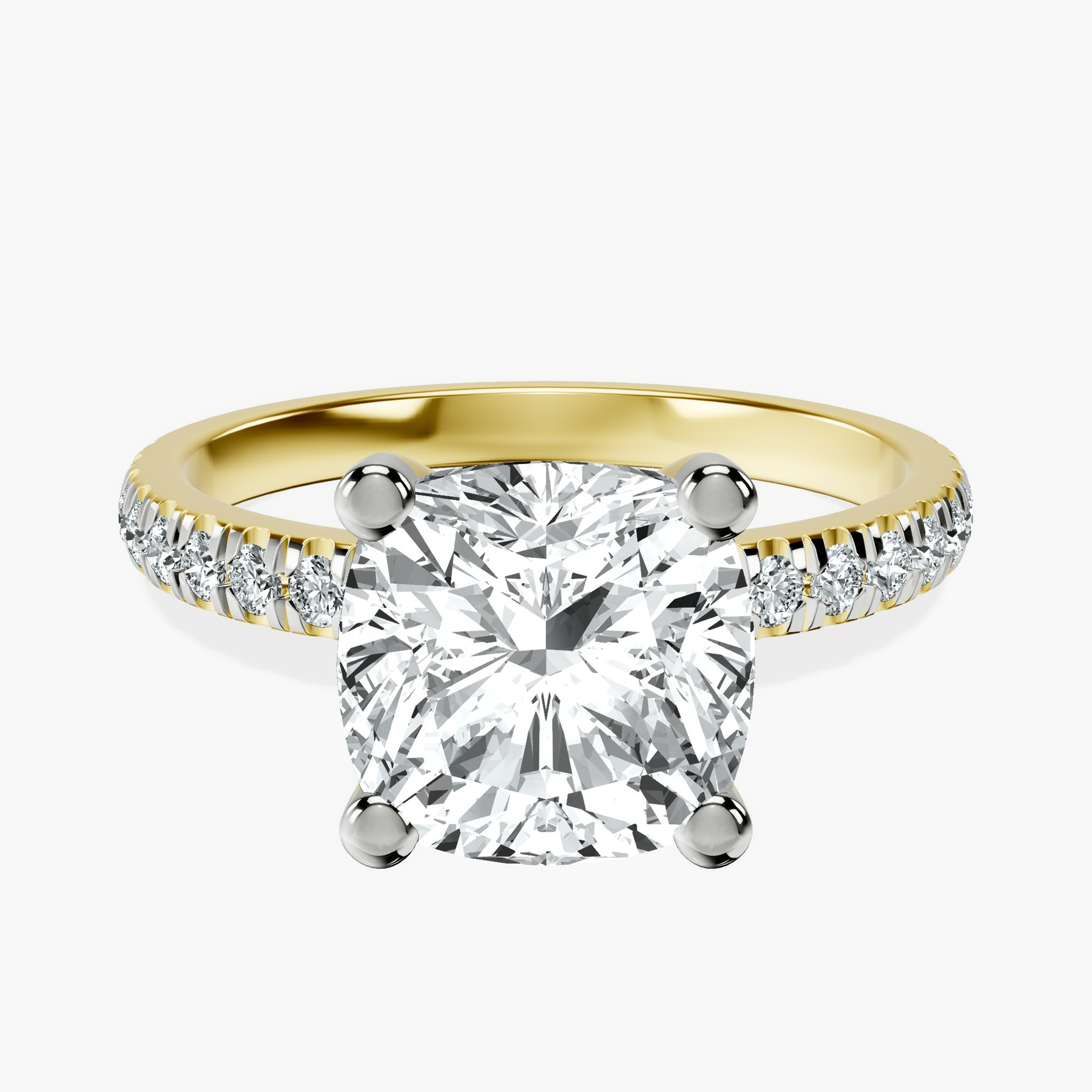 4.04 ct. cushion Venetia Half Eternity Ring in 14kt yellow gold rtr top