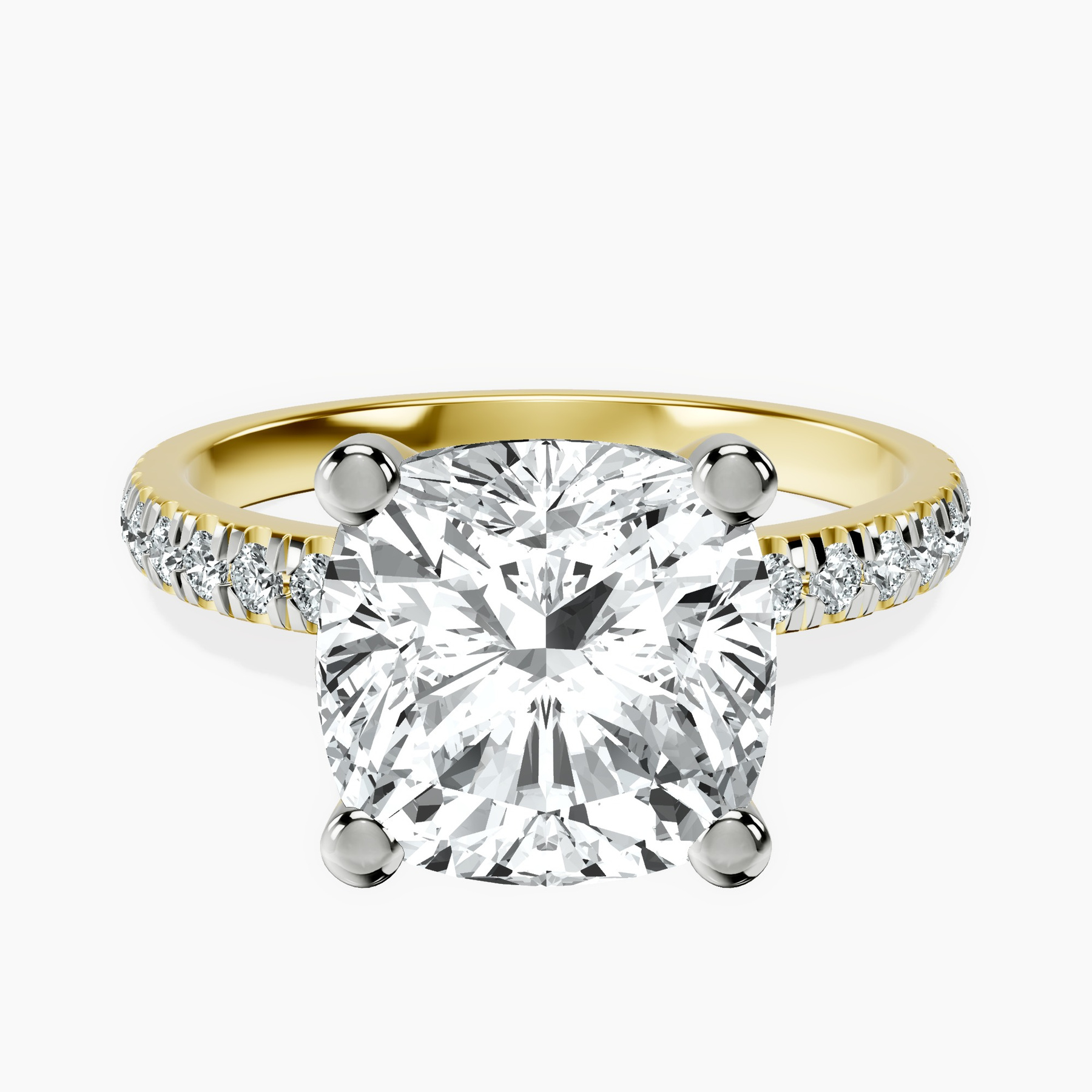 5.80 ct. cushion Venetia Half Eternity Ring in 10kt yellow gold rtr top
