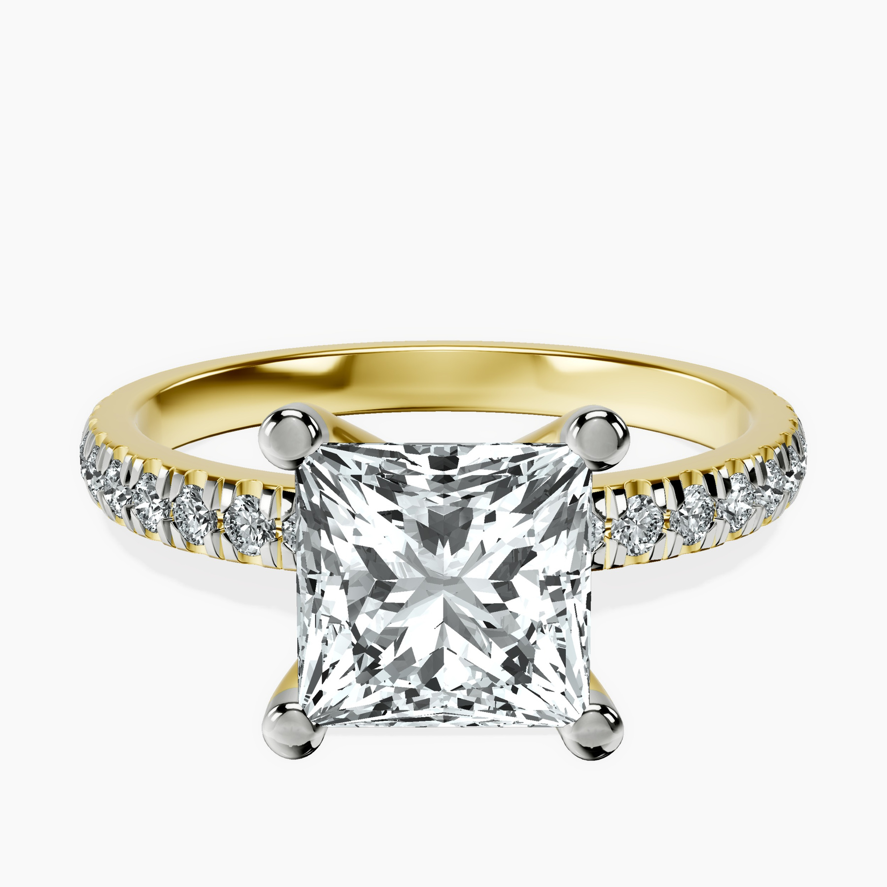 2.80 ct. princess Venetia Half Eternity Ring in 14kt yellow gold rtr top