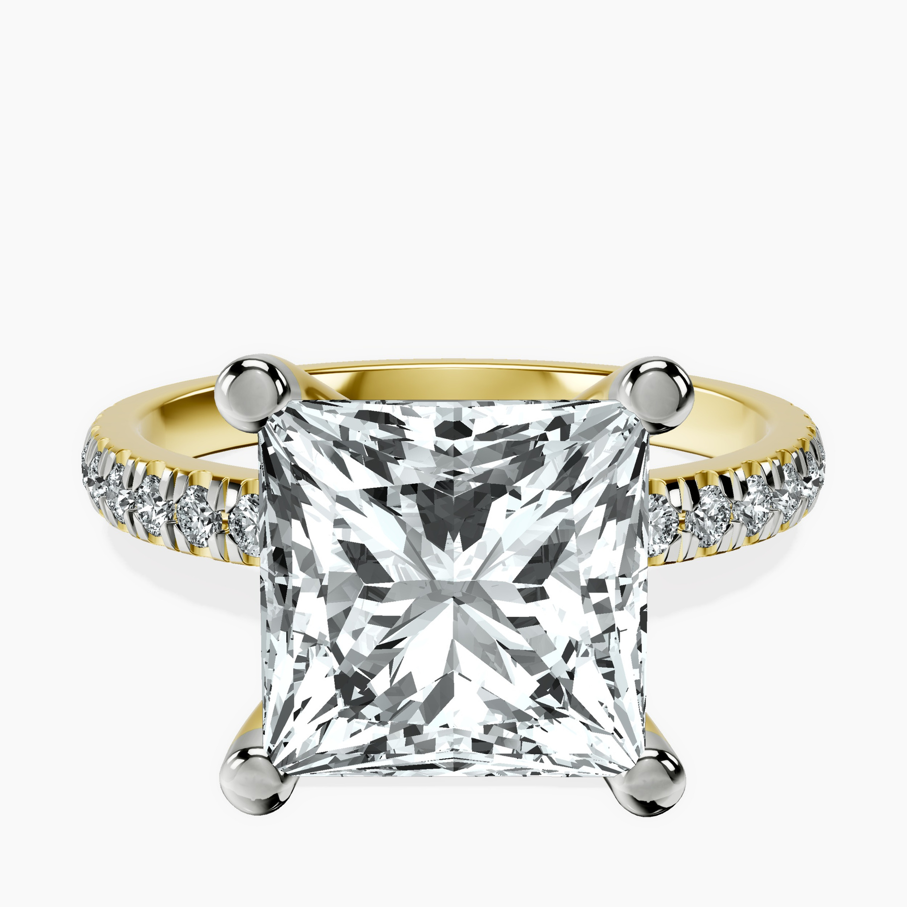 5.10 ct. princess Venetia Half Eternity Ring in 14kt yellow gold rtr top