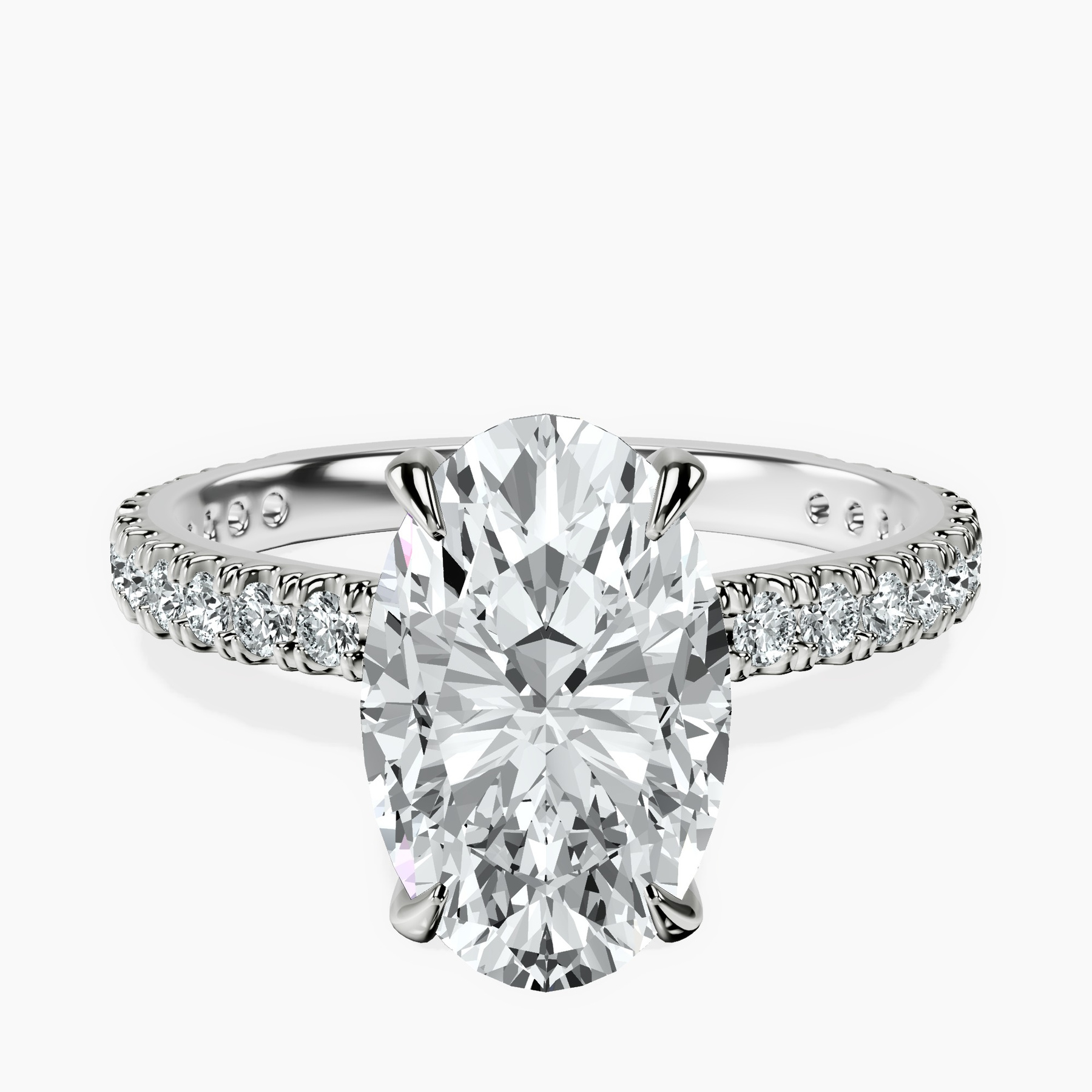 2.90 ct. oval Myra Halo Ring in 10kt white gold rtr top