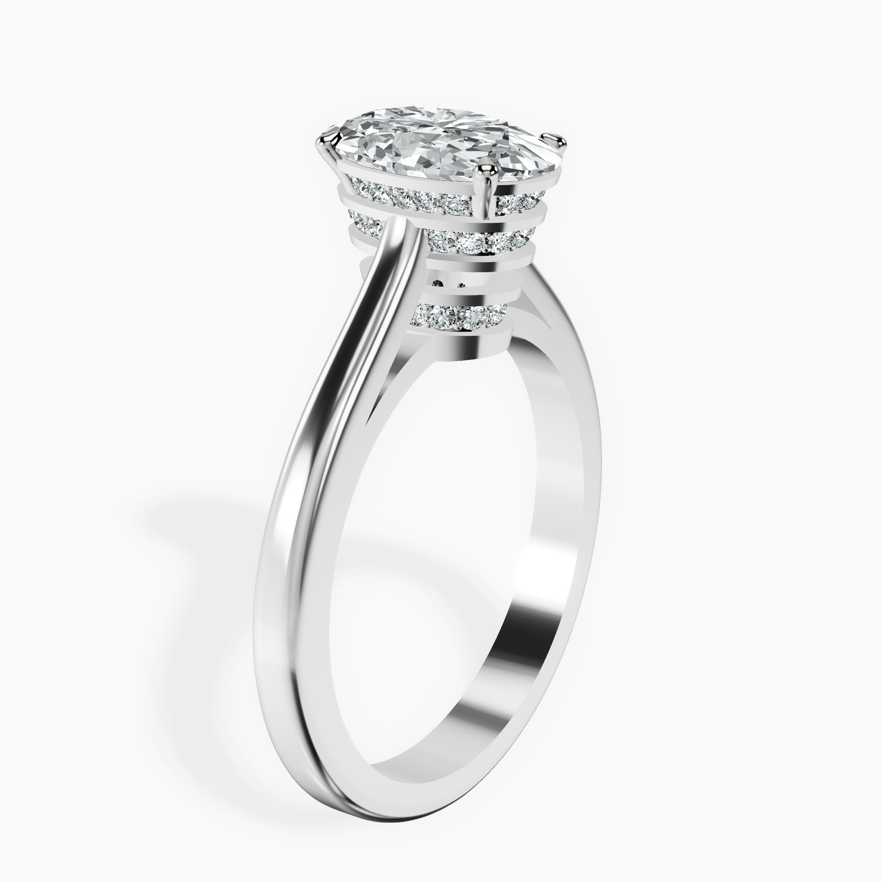 10kt White Gold Siran Secret Halo Lab Diamond Ring standing product image one