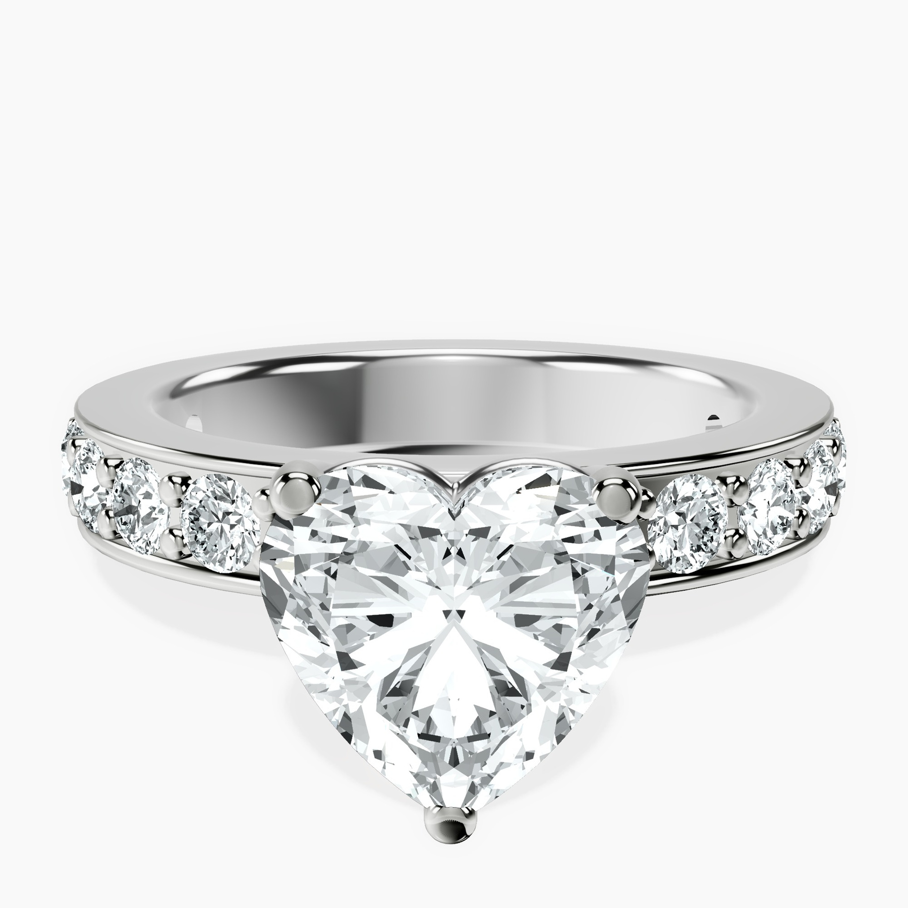 2.23 ct. heart Adele Side Stone Ring in 14kt white gold rtr top