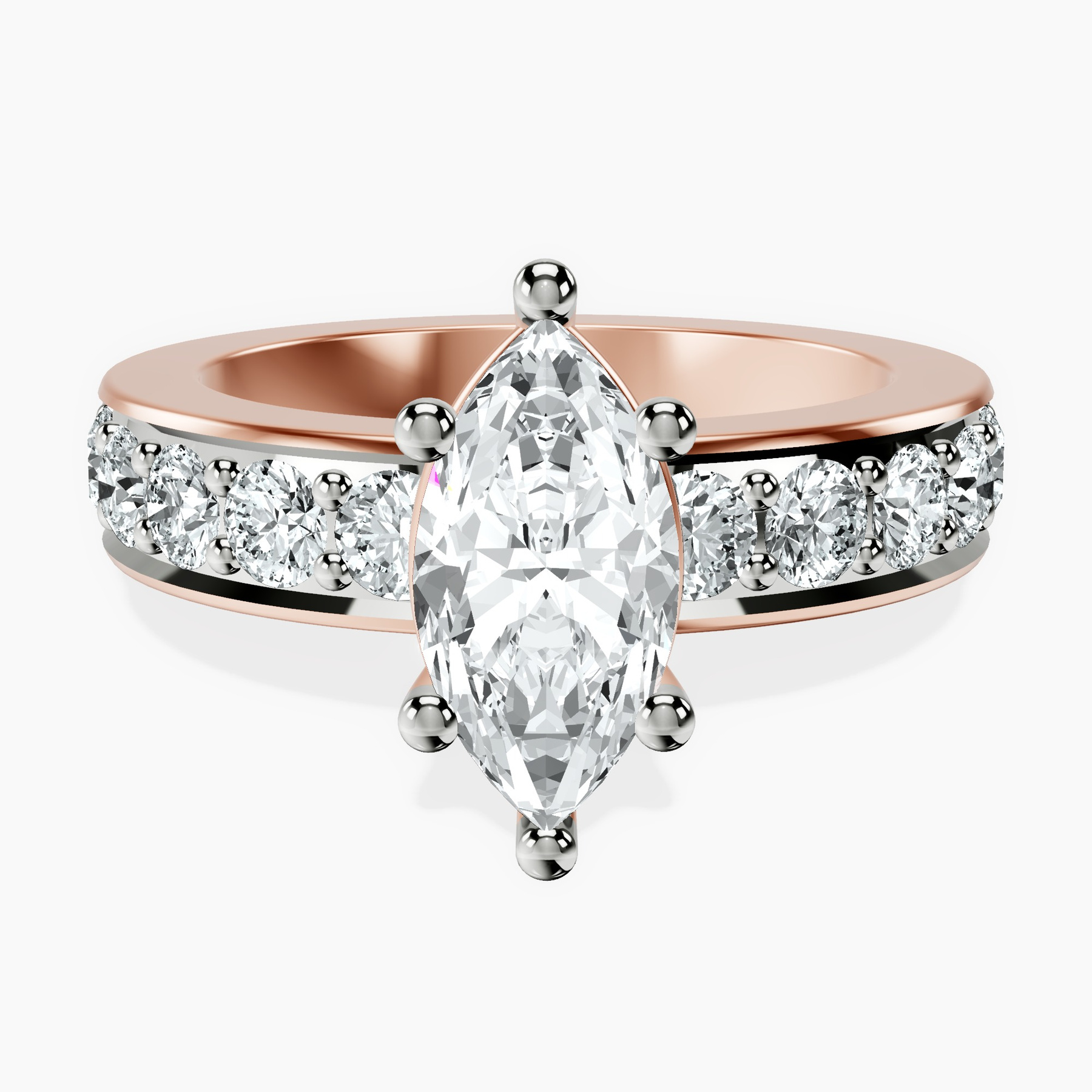 1.39 ct. marquise Alfreda Half Eternity Ring in 10kt rose gold rtr top