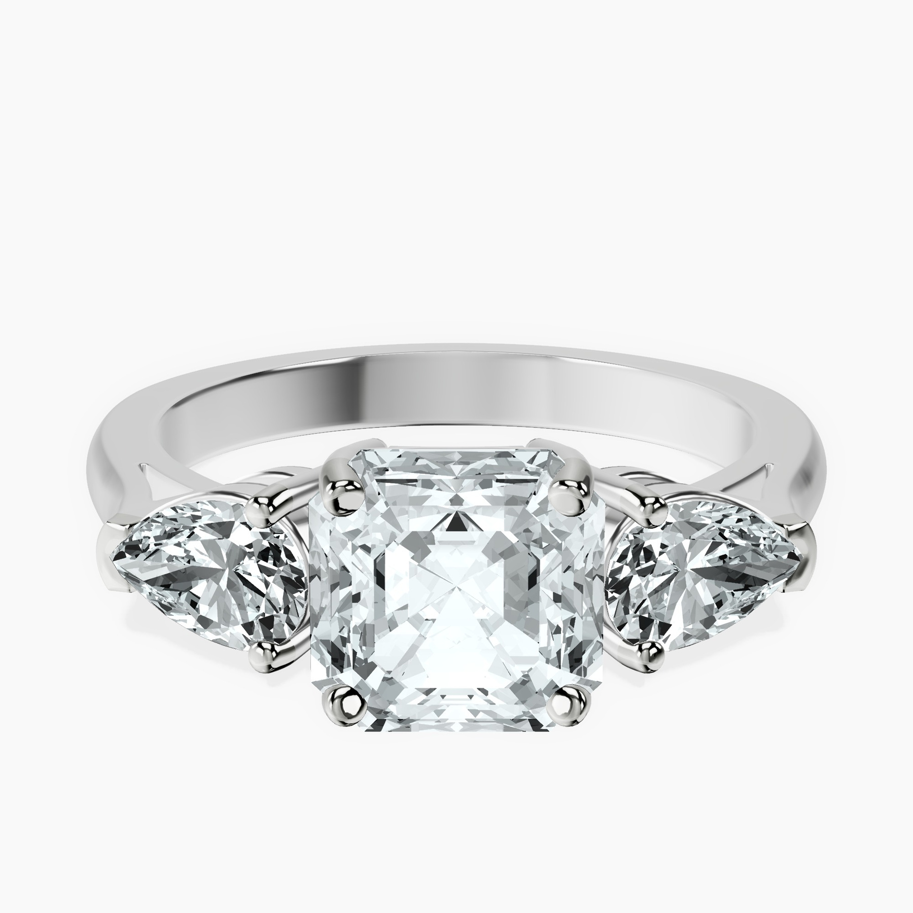 Platinum Della Three stone Side Pear Lab Diamond Ring front image