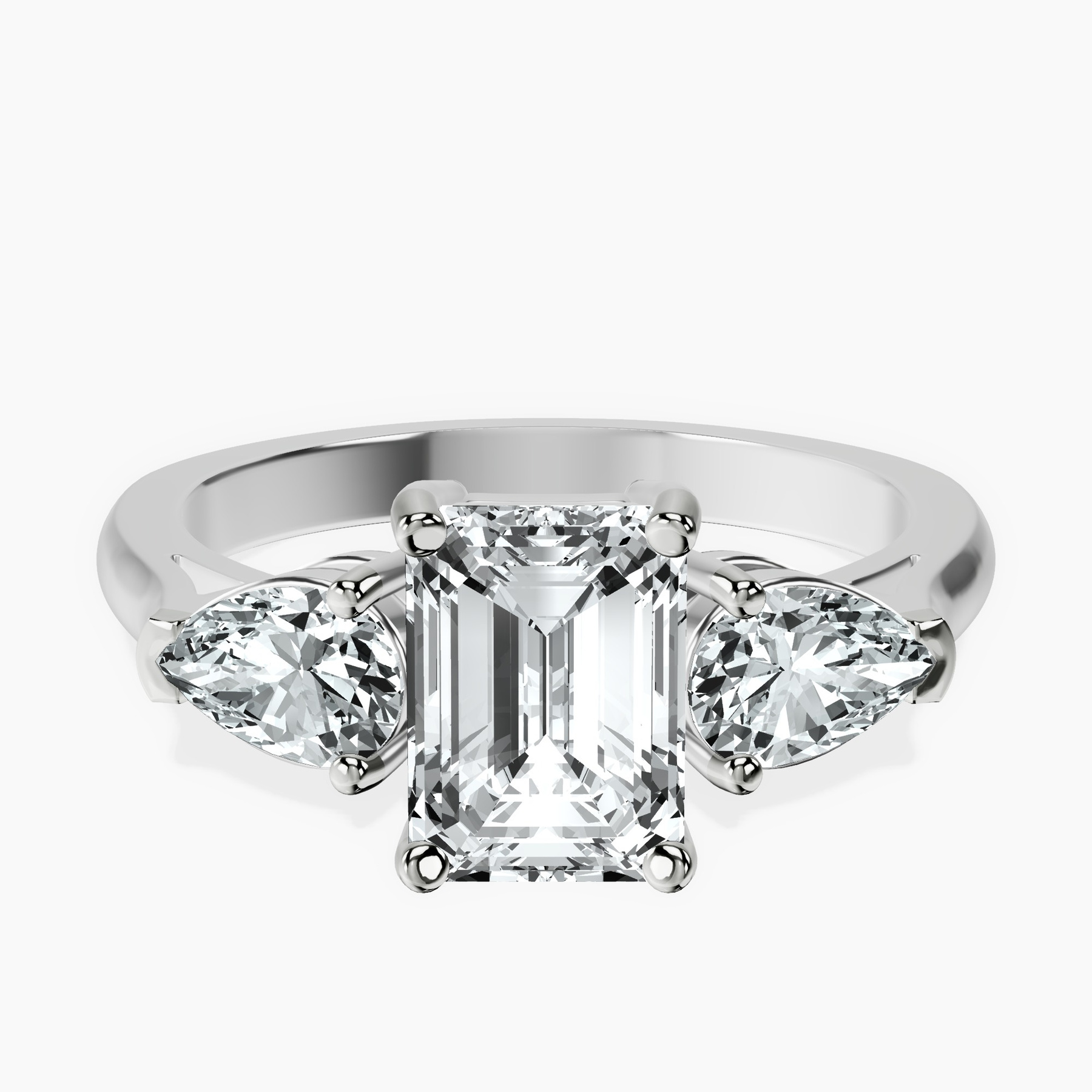 Platinum Della Three stone Side Pear Lab Diamond Ring front image