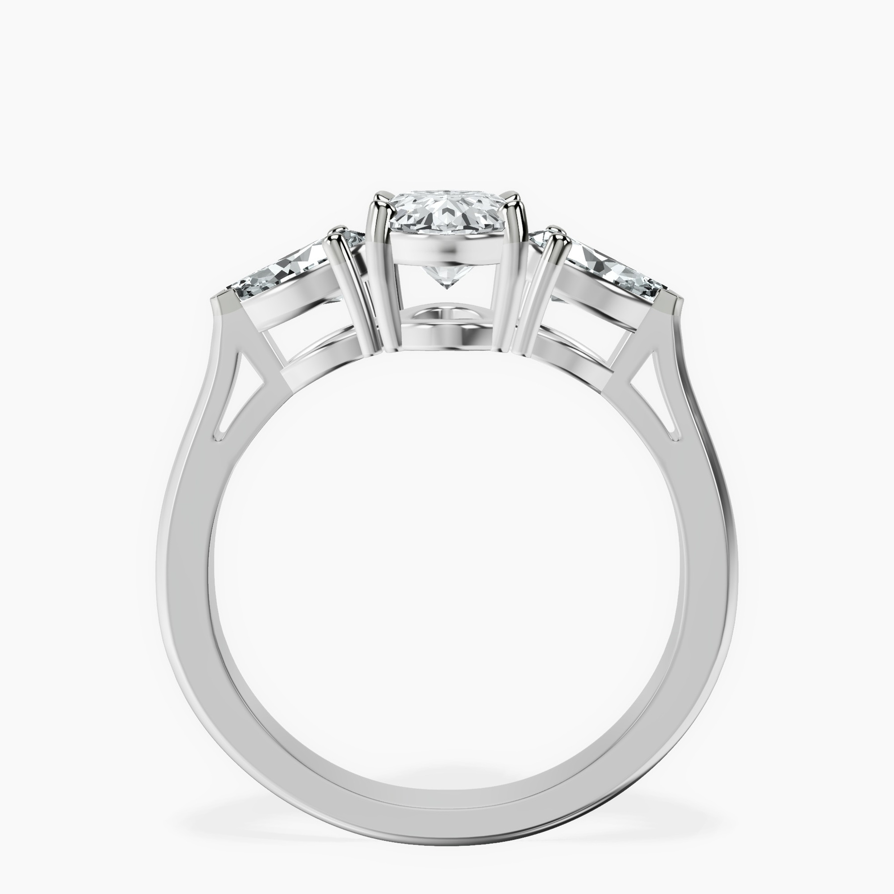 10kt White Gold Della Three stone Side Pear Lab Diamond Ring side right image one