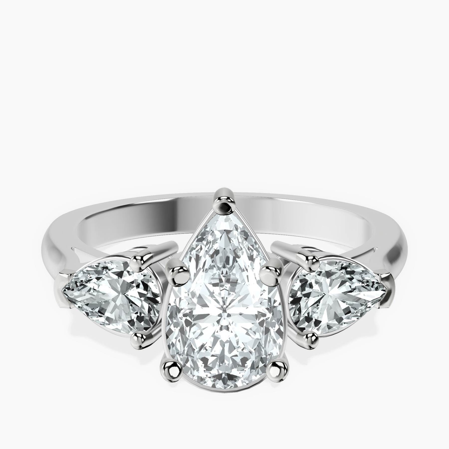 2.81 ct. pear Della Side Pear Ring in platinum rtr top