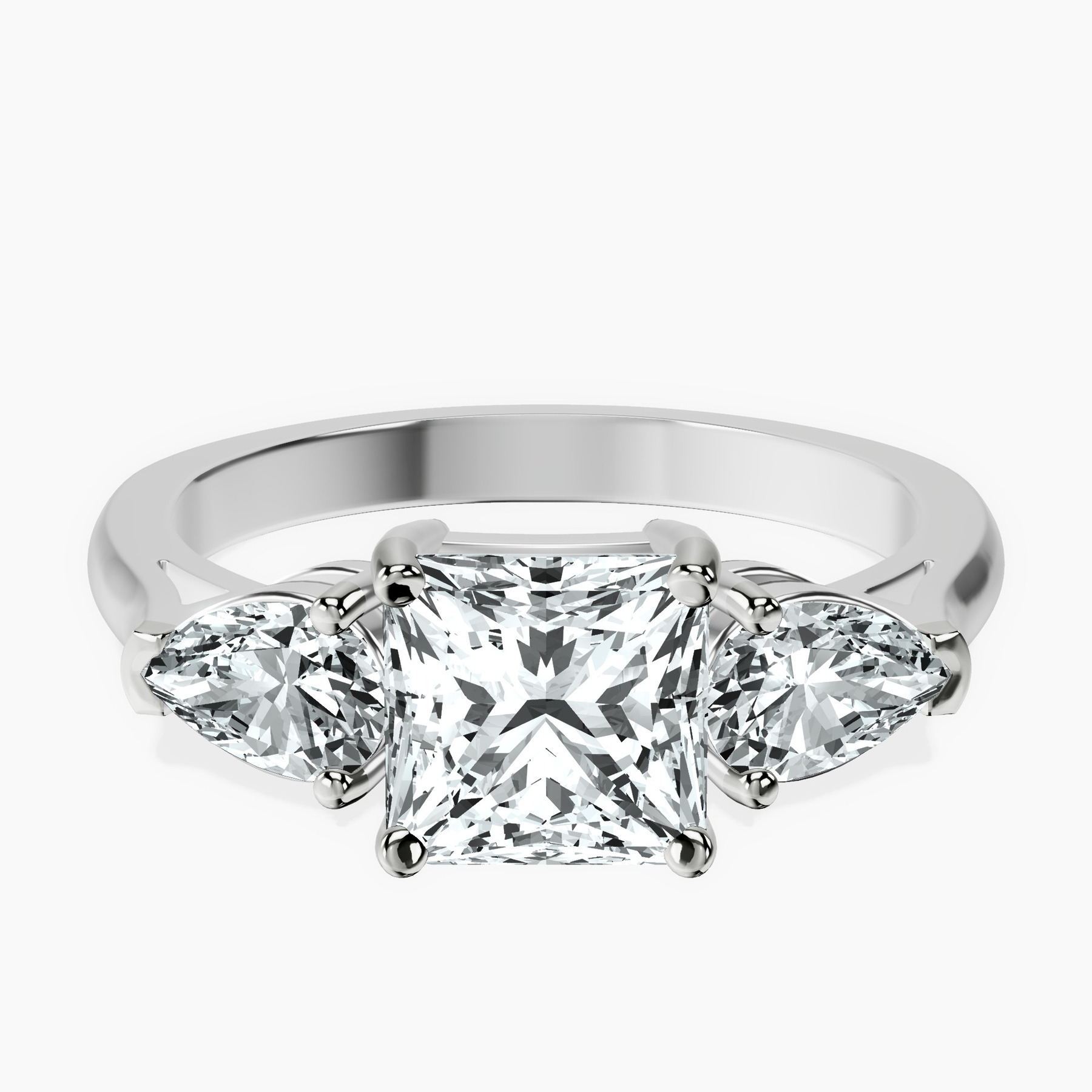 Platinum Della Three stone Side Pear Lab Diamond Ring front image