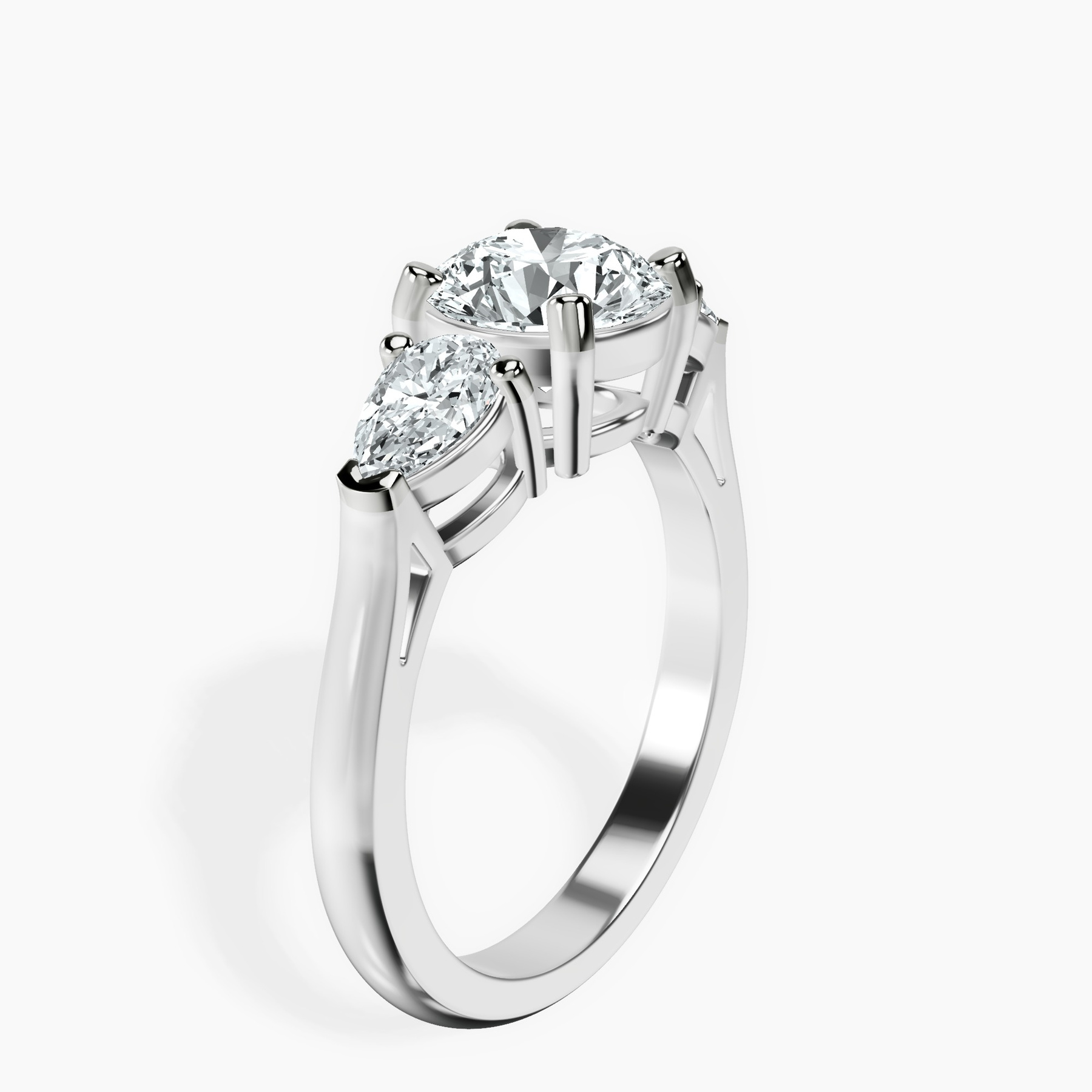 10kt White Gold Della Three stone Side Pear Lab Diamond Ring standing product image one