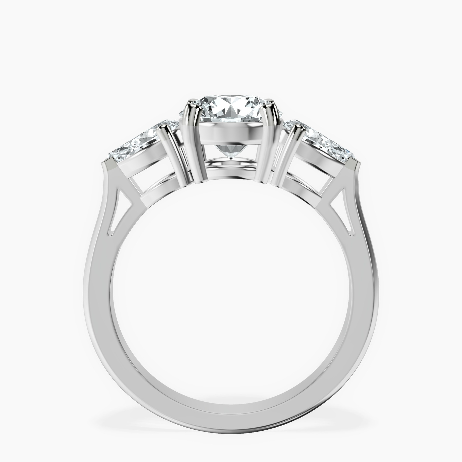 10kt White Gold Della Three stone Side Pear Lab Diamond Ring side right image one