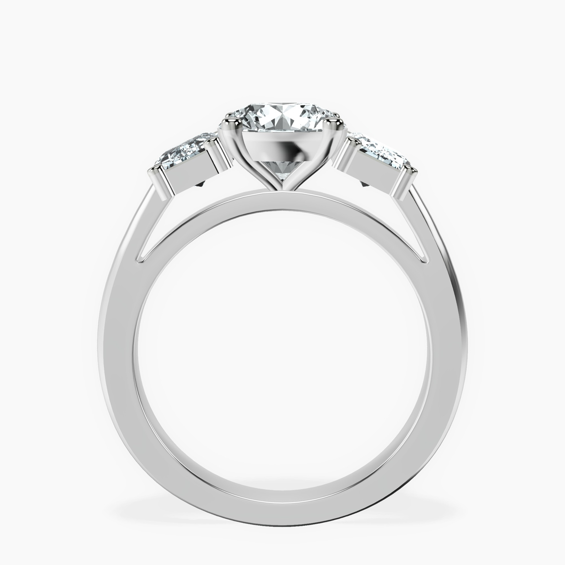 10kt White Gold Lauren Three stone Side Emerald Lab Diamond Ring side right image one