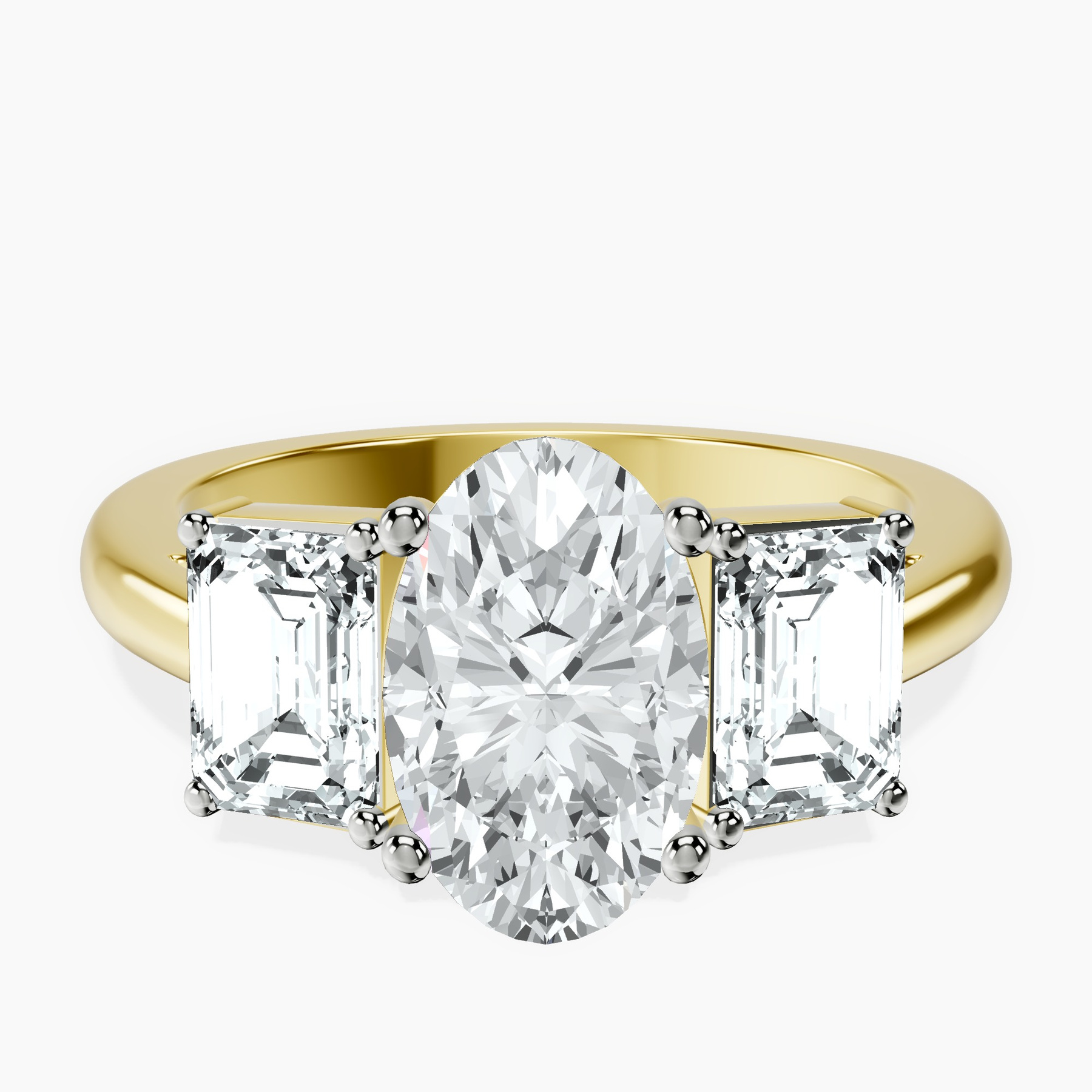 2.06 ct. oval Lauren Side Emerald Ring in 14kt yellow gold rtr top