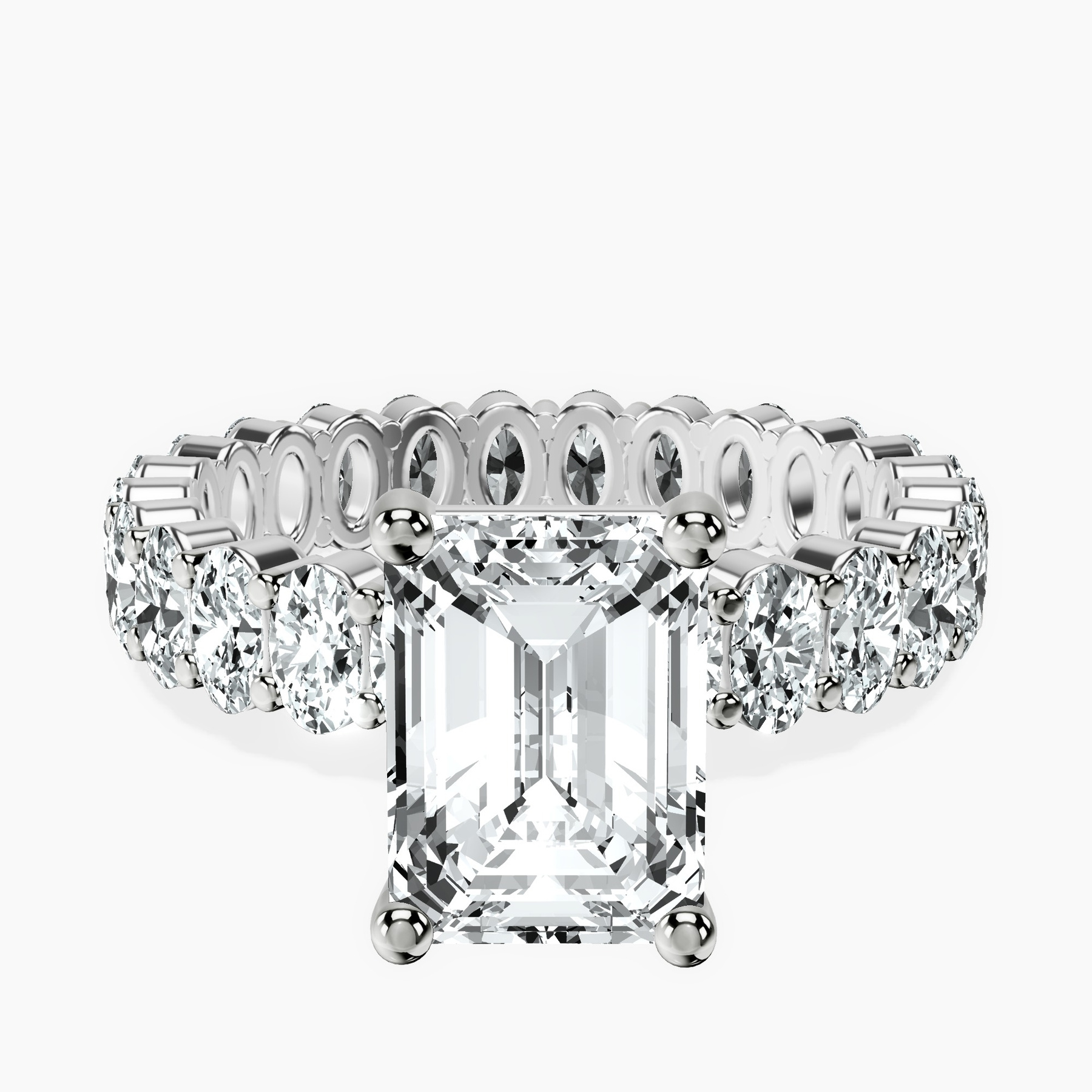2.91 ct. emerald Celeste Side Oval Ring in platinum rtr top