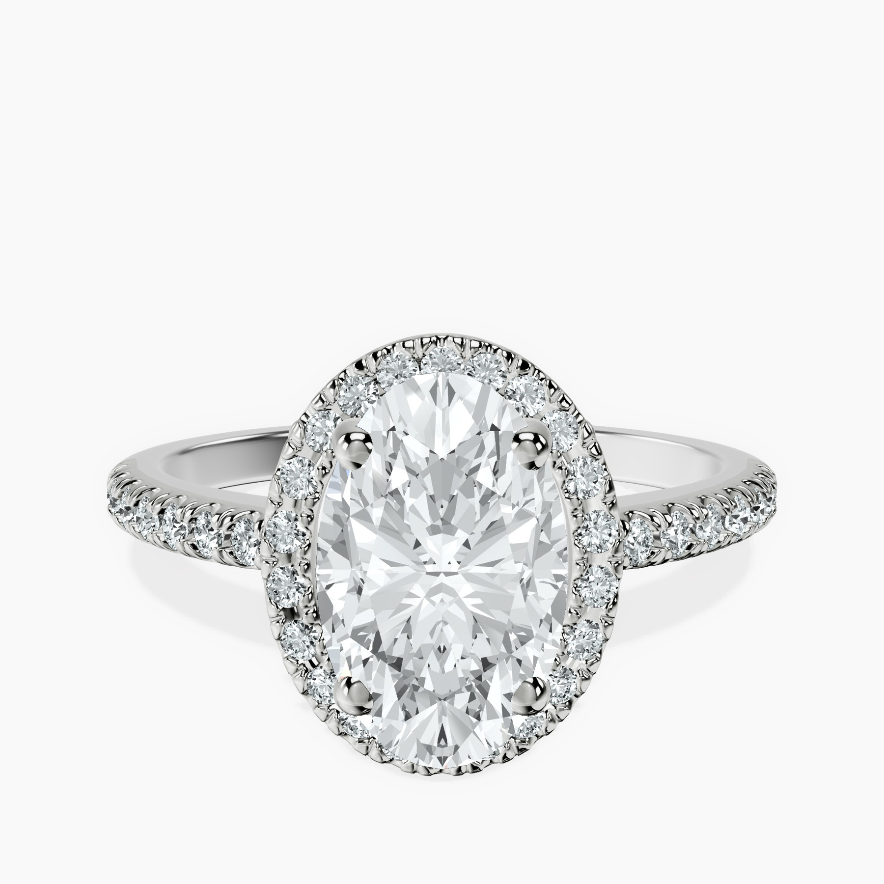 2.06 ct. oval Anastasia Halo Ring in platinum rtr top