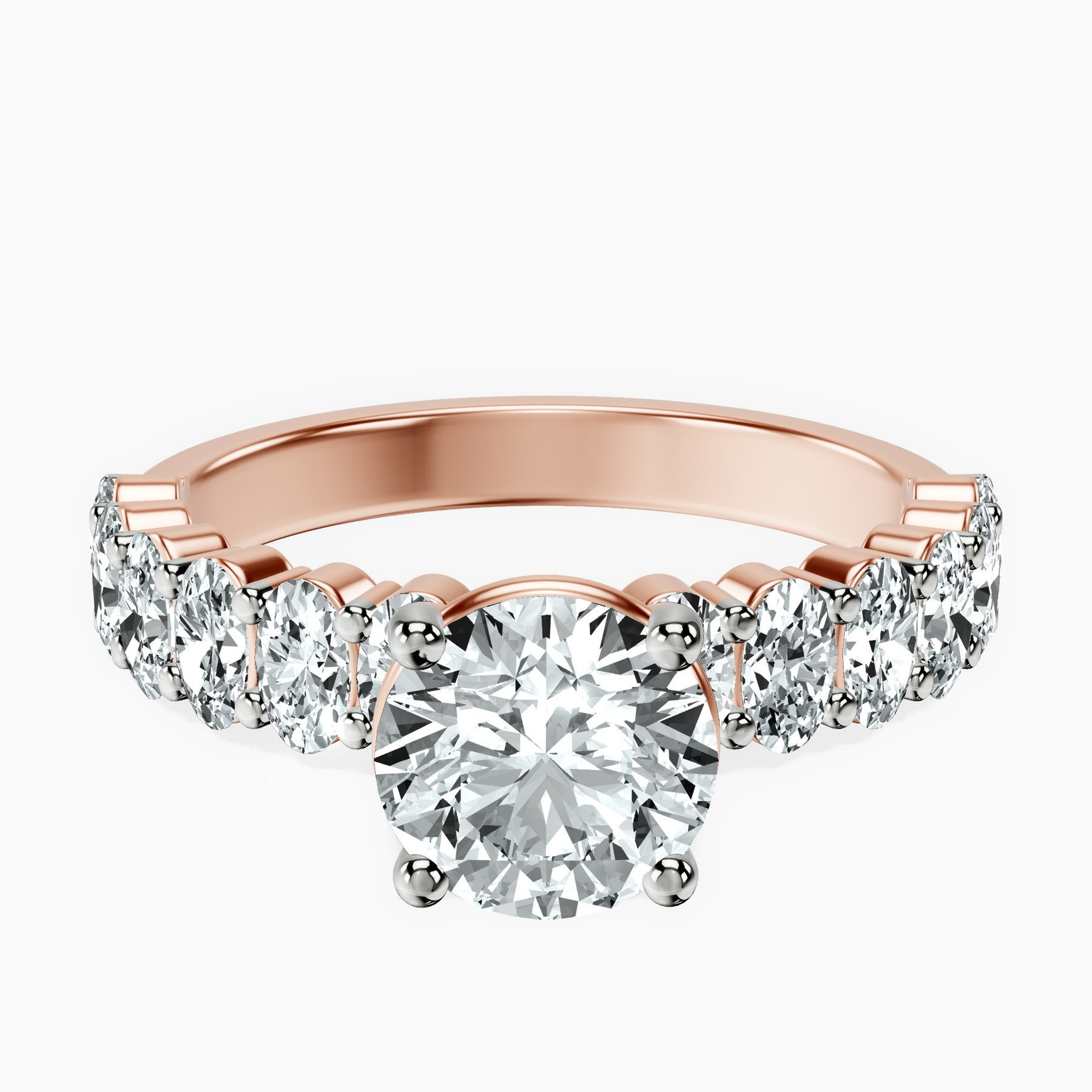 1.41 ct. round Danica Side Oval Ring in 18kt rose gold rtr top