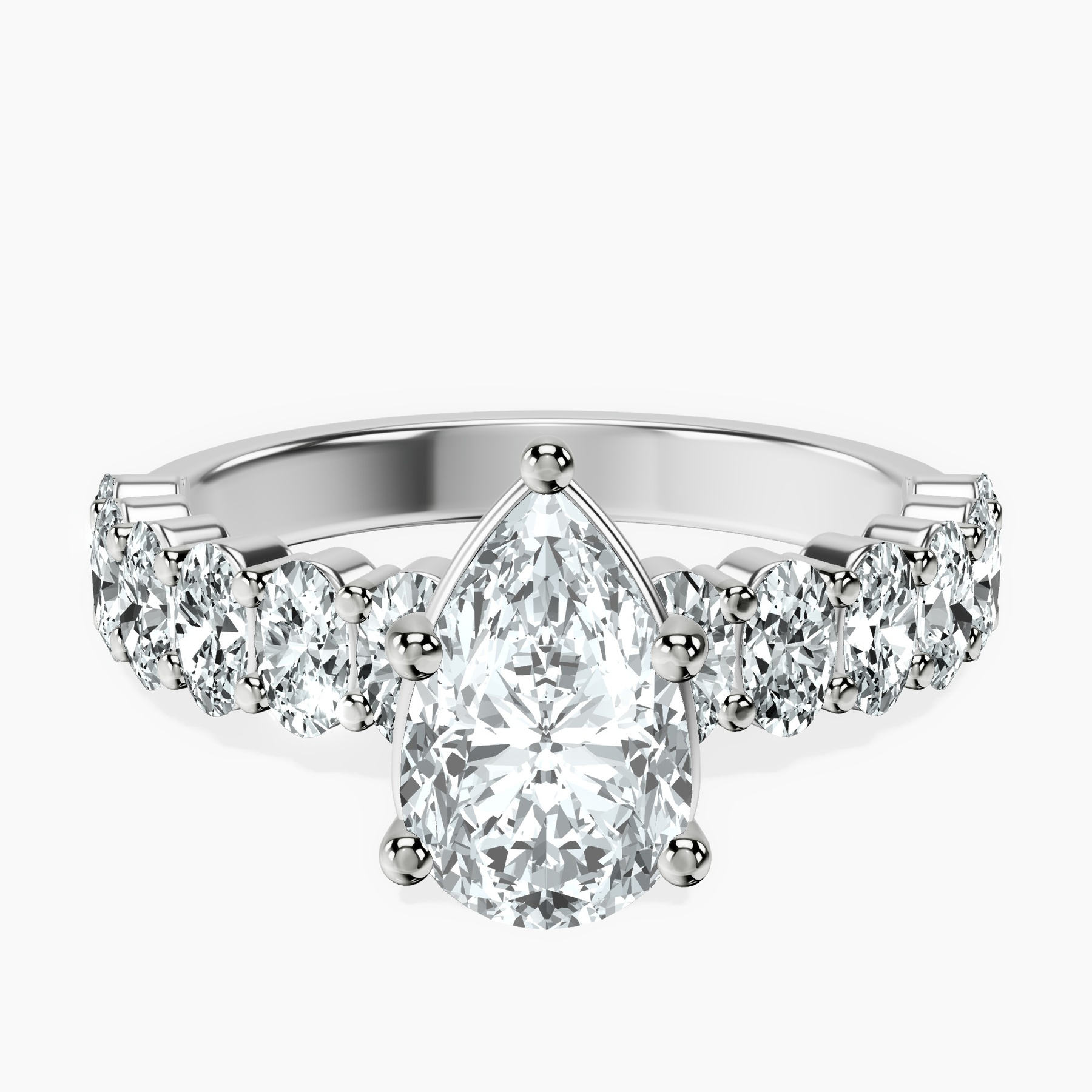 1.45 ct. pear Danica Side Oval Ring in 18kt white gold rtr top