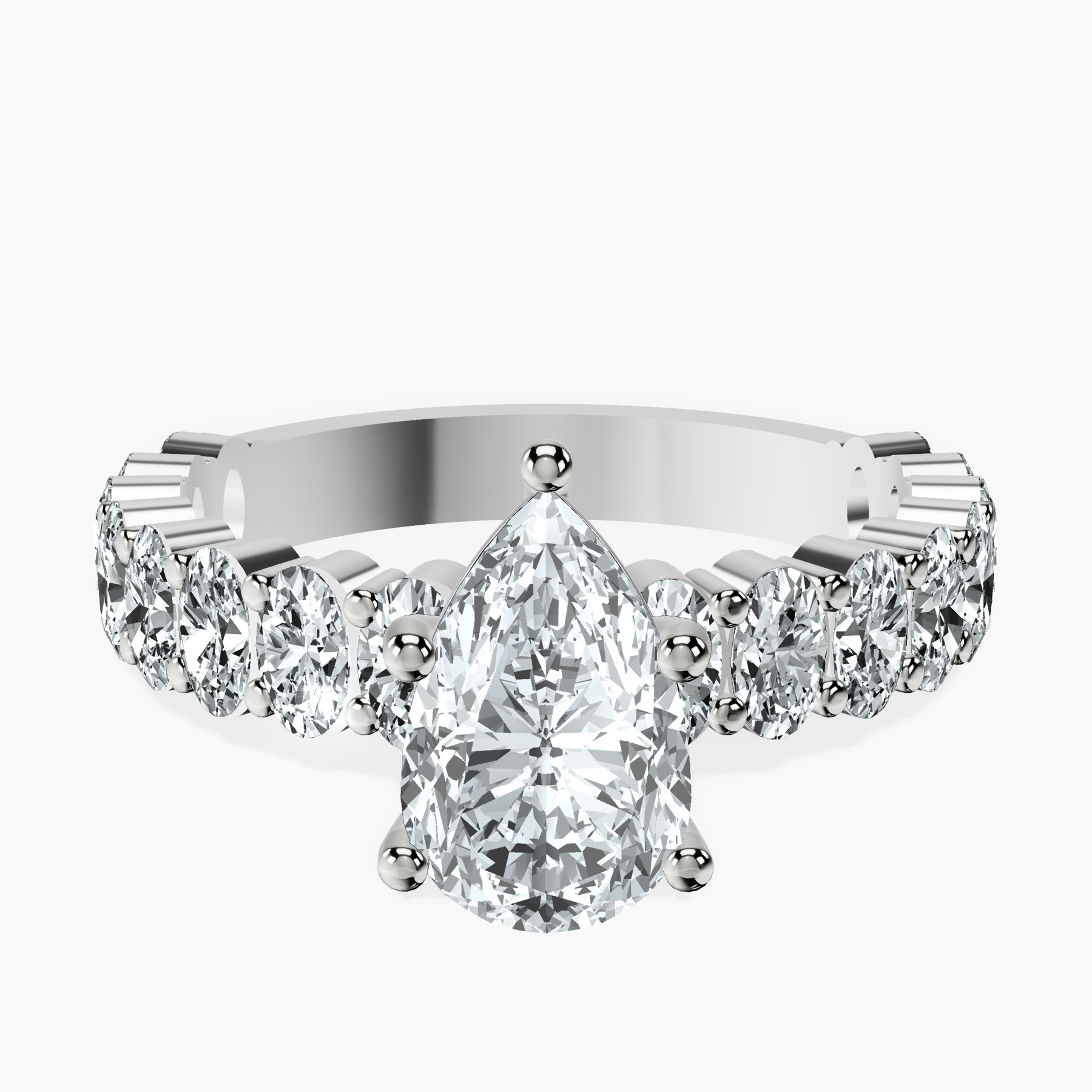 1.35 ct. pear Lillian Side Oval Ring in 18kt white gold rtr top