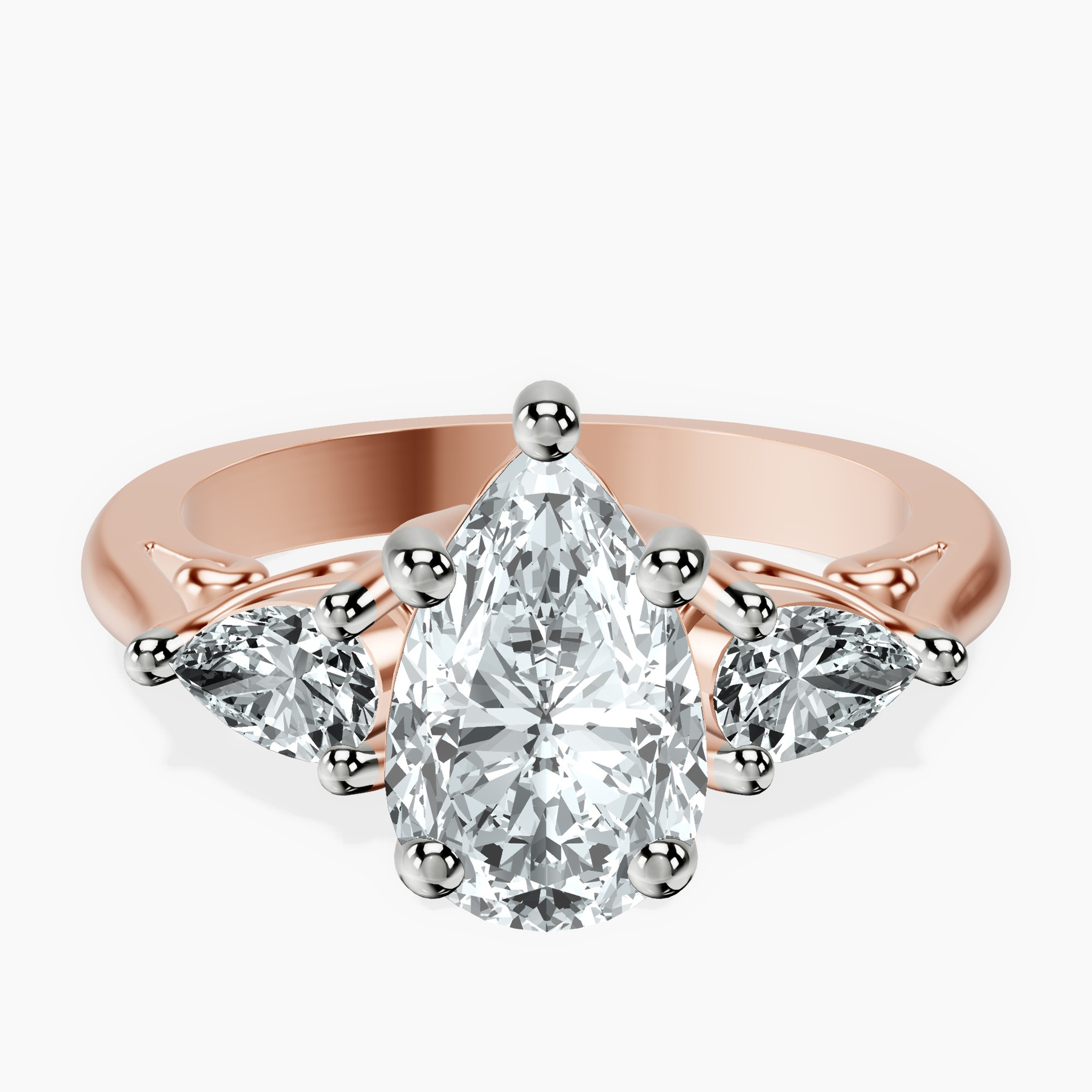 3.72 ct. pear Leona Side Pear Ring in 10kt rose gold rtr top