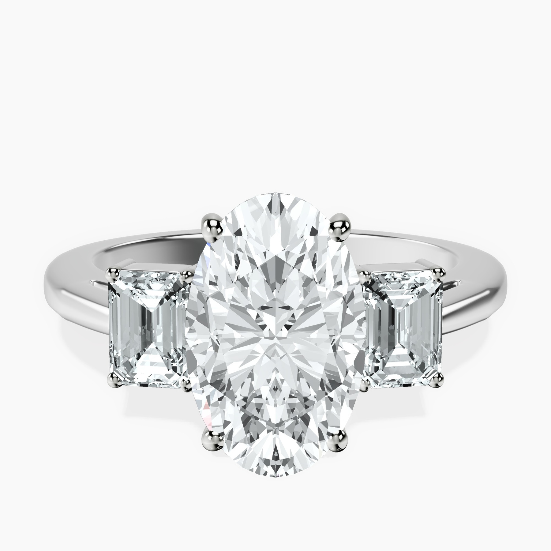 2.06 ct. oval Denise Side Emerald Ring in 18kt white gold rtr top