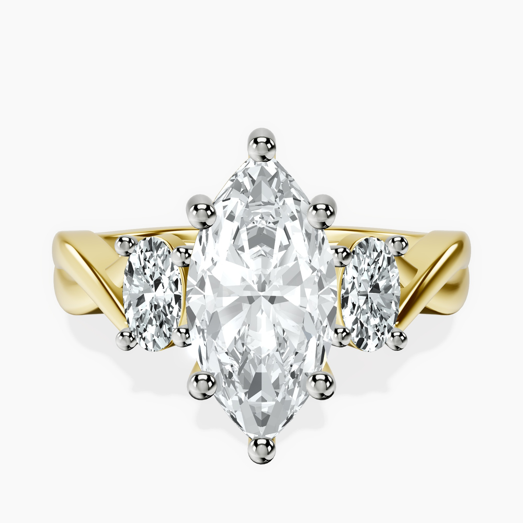 1.39 ct. marquise Dionne Side Oval Ring in 18kt yellow gold rtr top