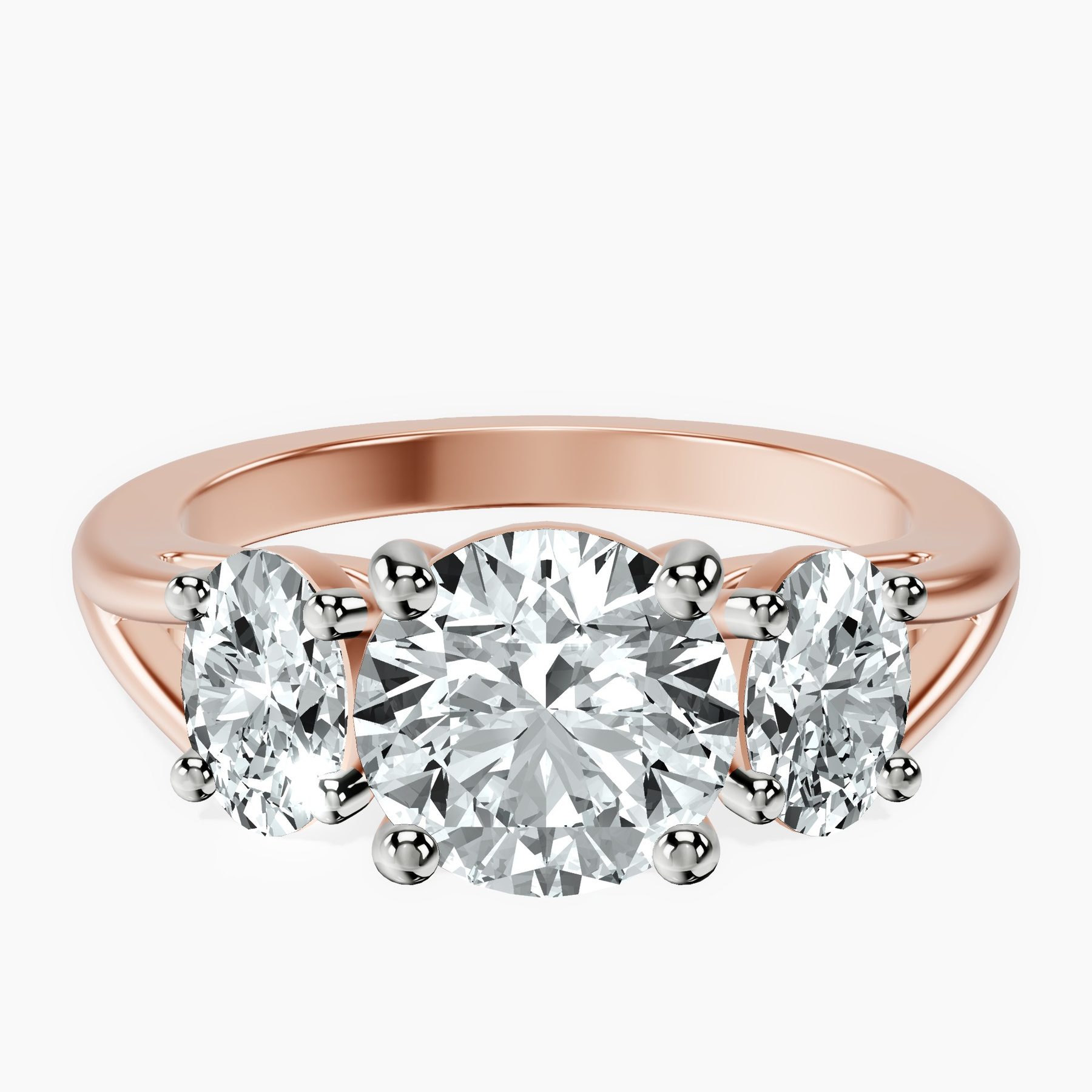 1.41 ct. round Bethany Side Oval Ring in 18kt rose gold rtr top