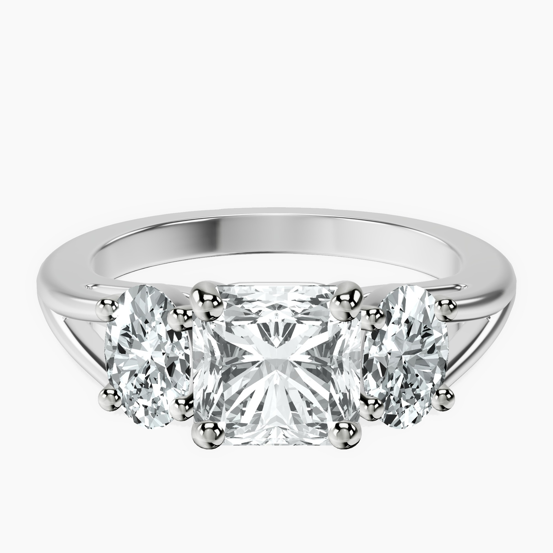 2.65 ct. radiant Bethany Side Oval Ring in 10kt white gold rtr top