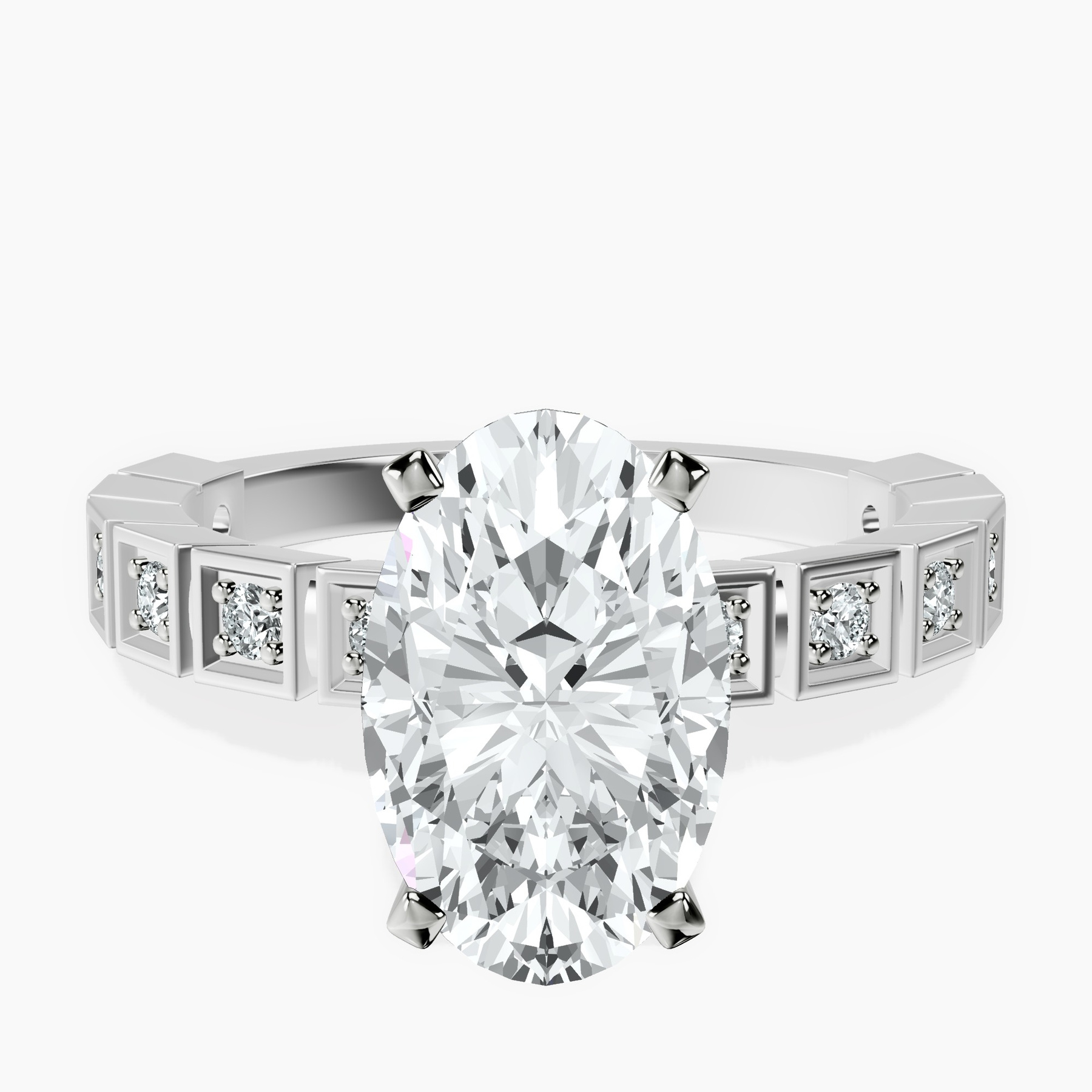 2.99 ct. oval Cheryl Side Stone Ring in 14kt white gold rtr top