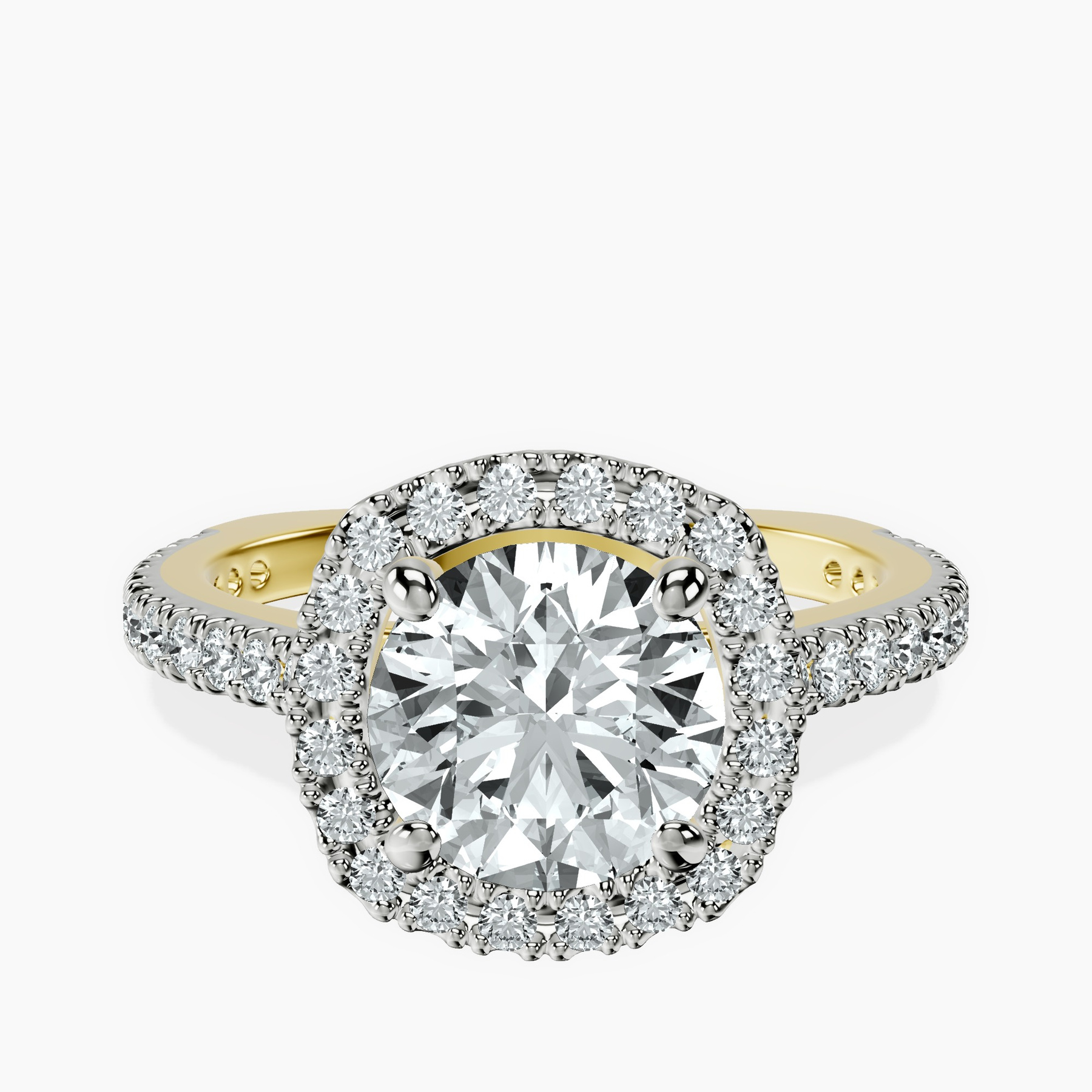 2.82 ct. round Valerie Halo Ring in 14kt yellow gold rtr top