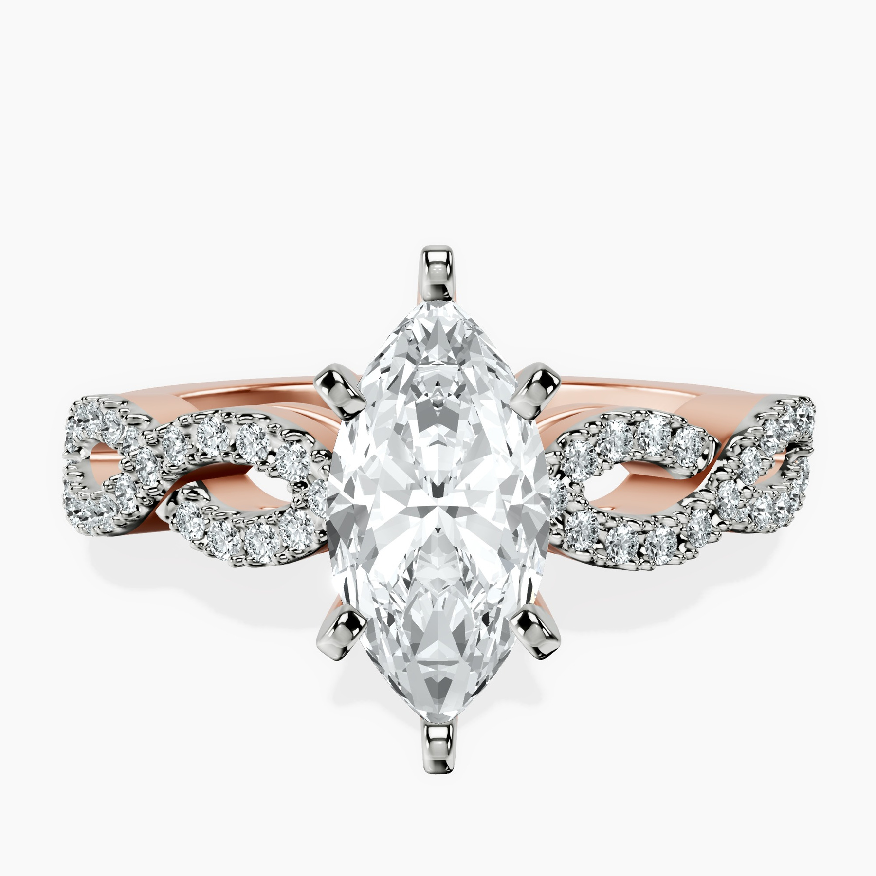 1.39 ct. marquise Lorene Twisted Shank Ring in 18kt rose gold rtr top