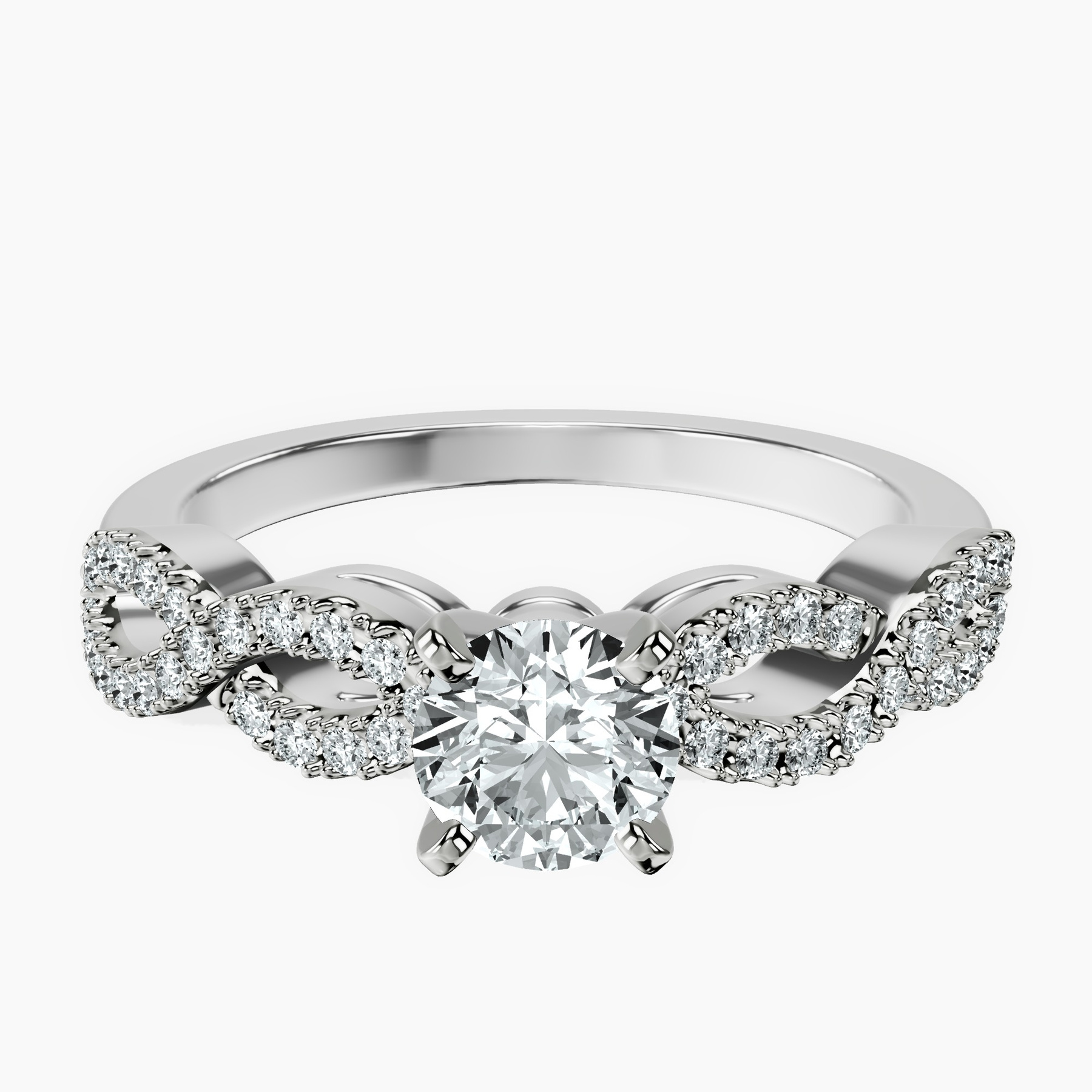 18kt White Gold Lorene Twisted Shank Lab Diamond Ring front image