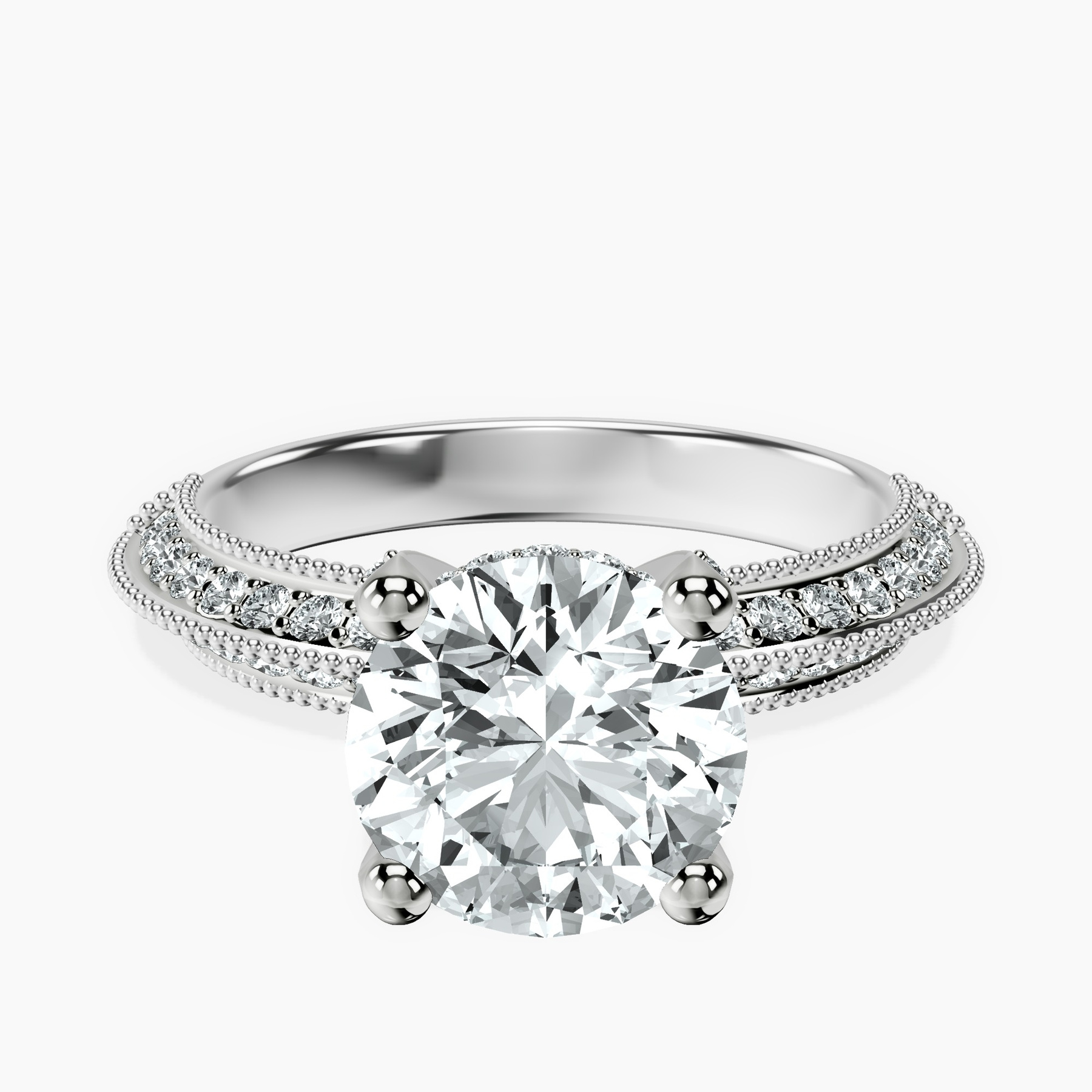 2.82 ct. round Dua Knife Edge Ring in platinum rtr top