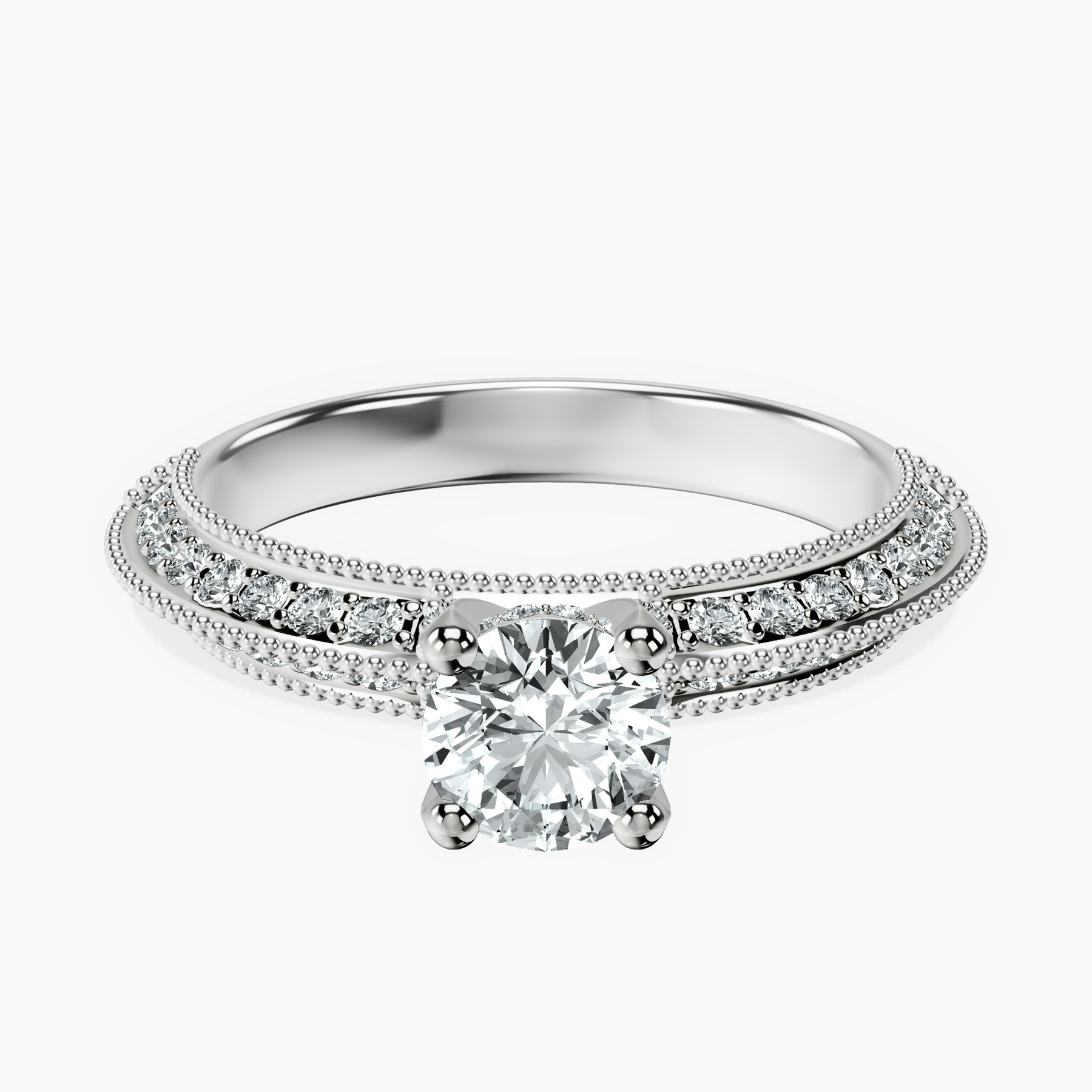 14kt White Gold Dua Side Stone Knife Edge Lab Diamond Ring front image