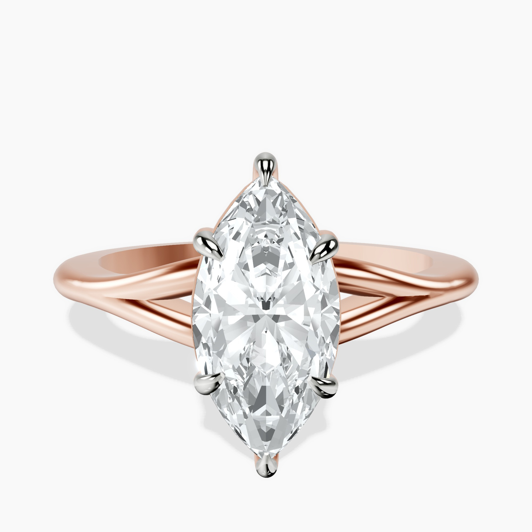 1.39 ct. marquise Cynthia Split Shank Ring in 14kt rose gold rtr top