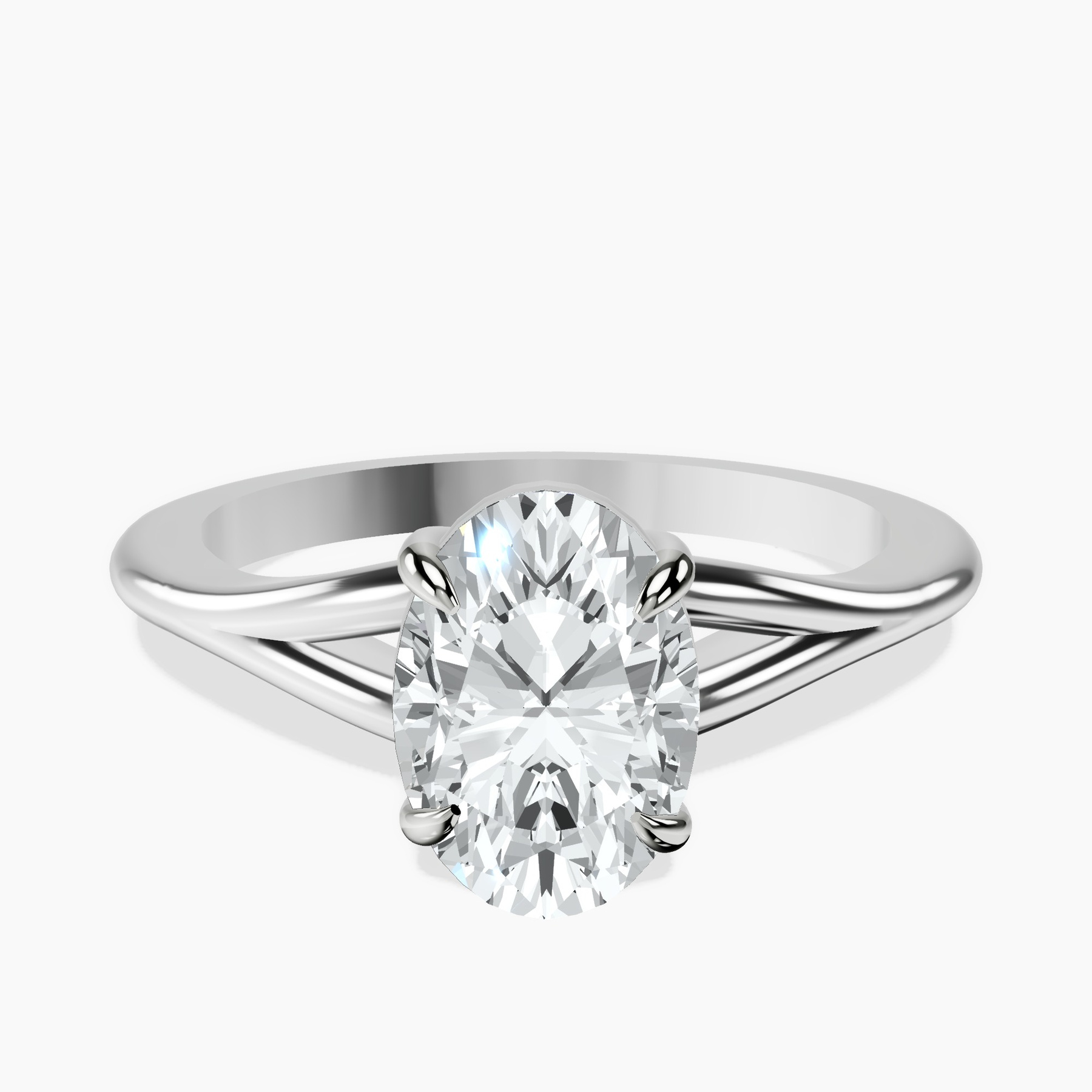 2.99 ct. oval Cynthia Split Shank Ring in platinum rtr top