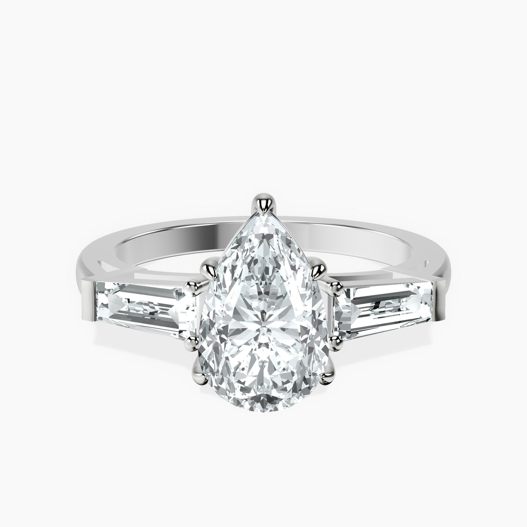 2.59 ct. pear Jennifer Lopez Engagement Ring in 18kt white gold rtr top