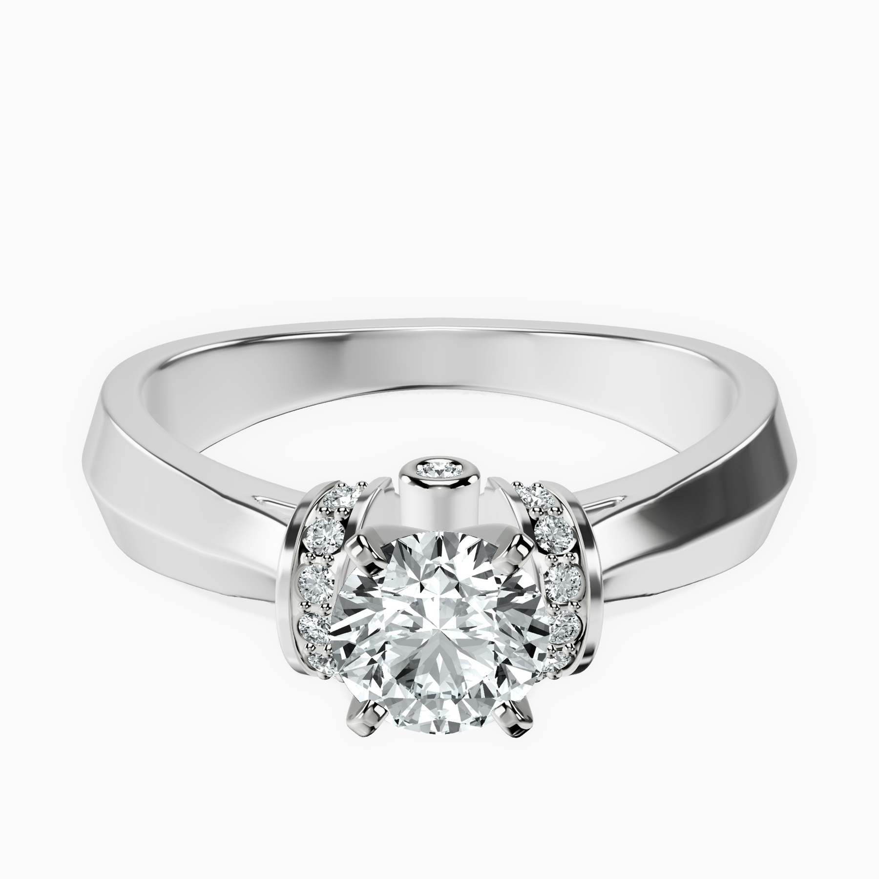 14kt White Gold Delanie Side Cuff Lab Diamond Ring front image