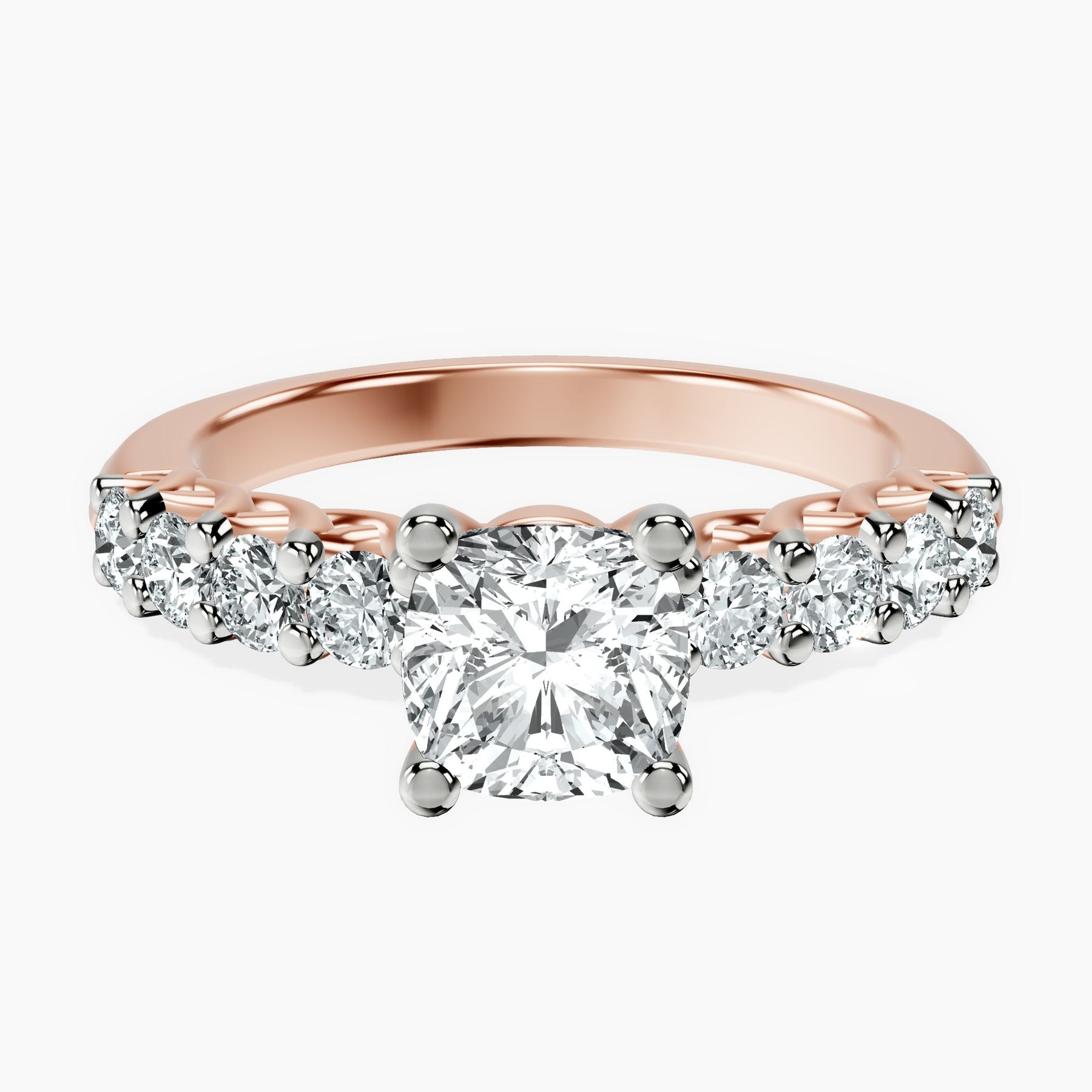 1.02 ct. cushion Selena Gomez Engagement Ring in 14kt rose gold rtr top